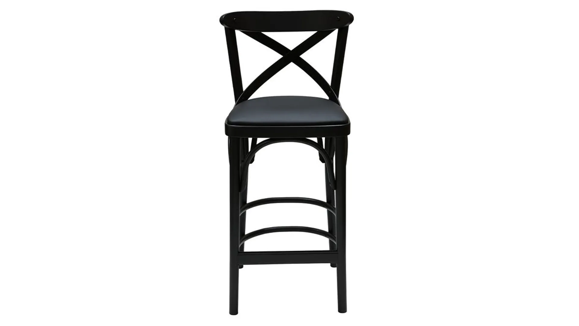 Tabouret de bar bistrot hêtre massif noir H65 cm MARCEL