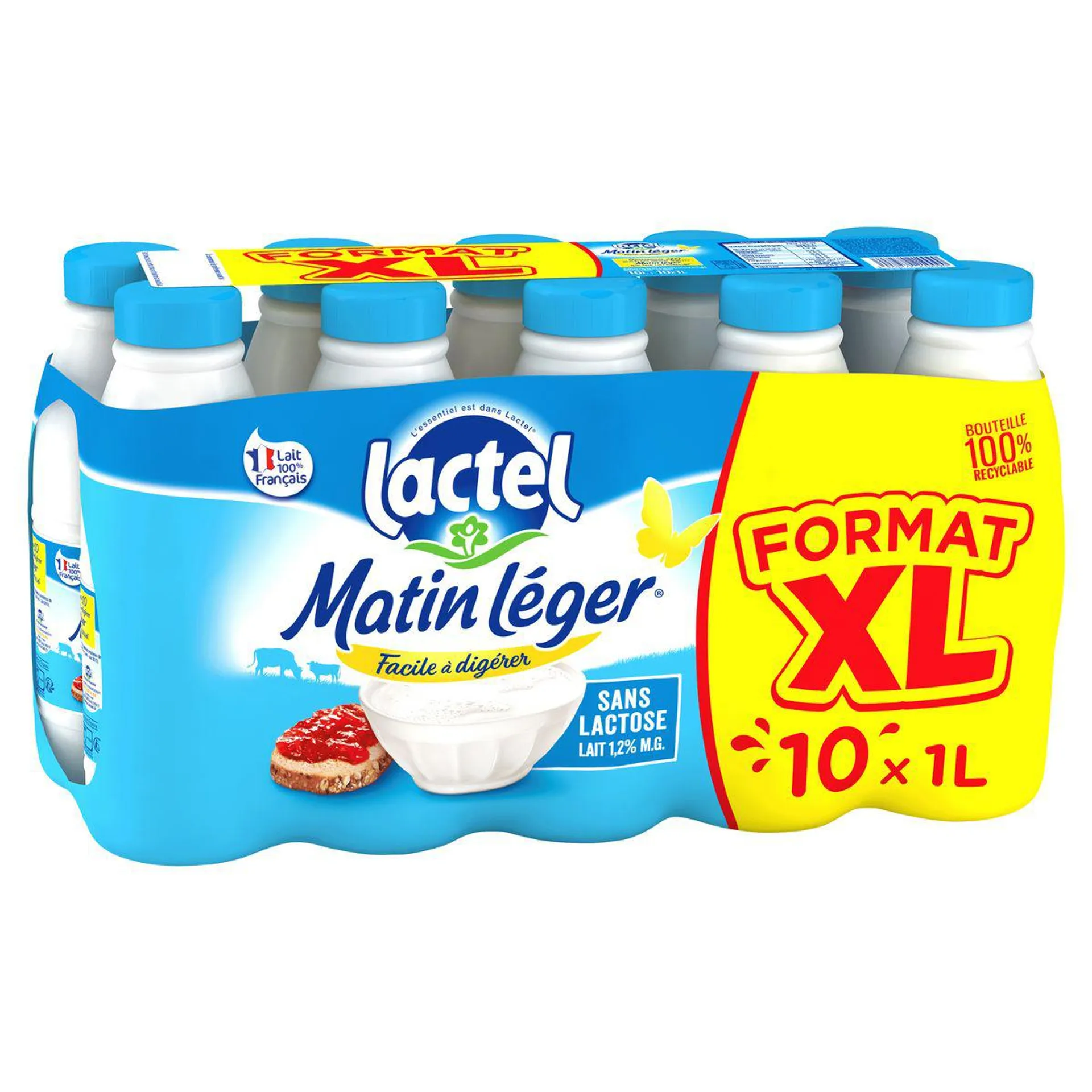 LACTEL Matin léger Lait facile à digérer ans lactose 10X1L