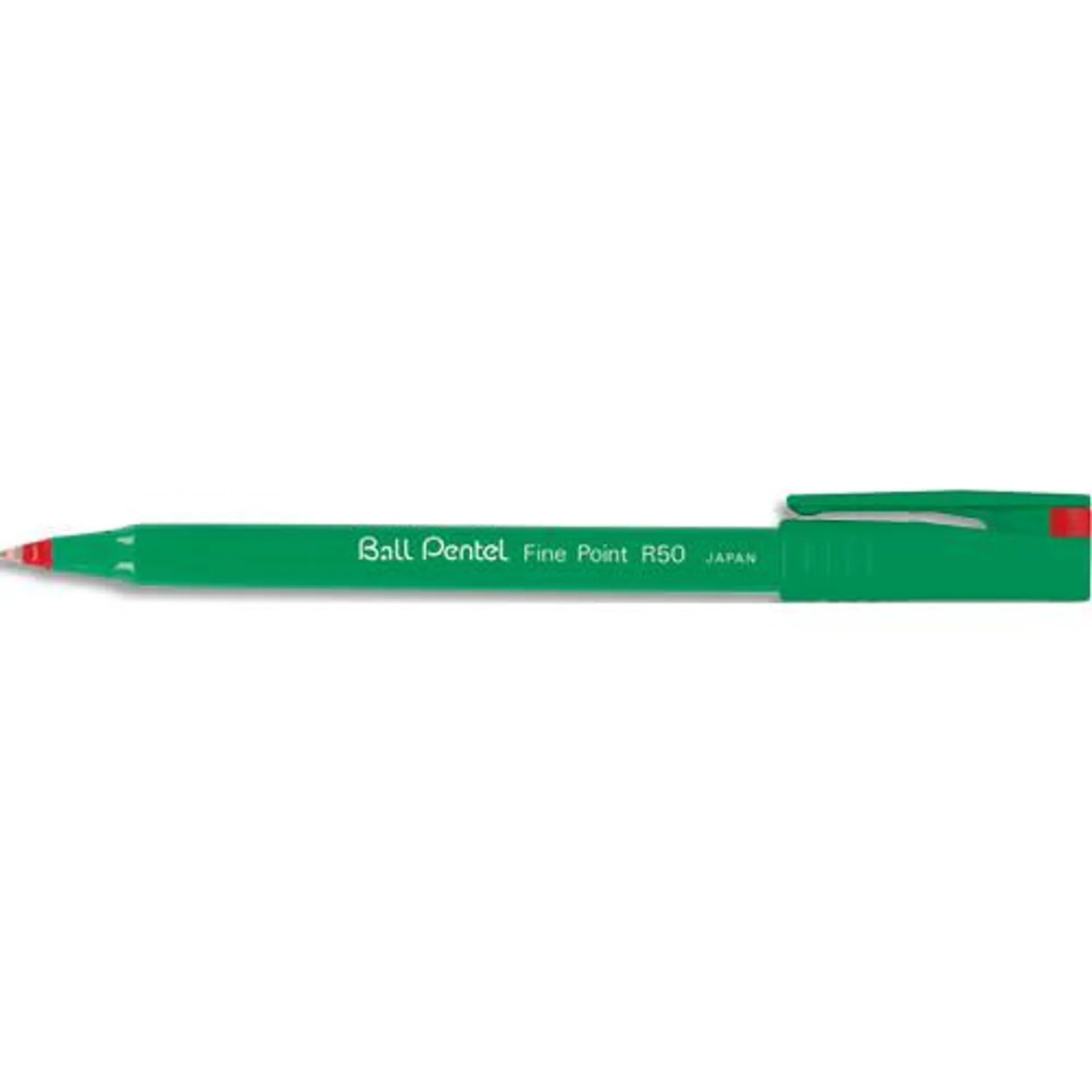 PENTEL Stylo feutre à bille pointe plastique 0,8 mm encre Rouge corps plastique Vert R 50