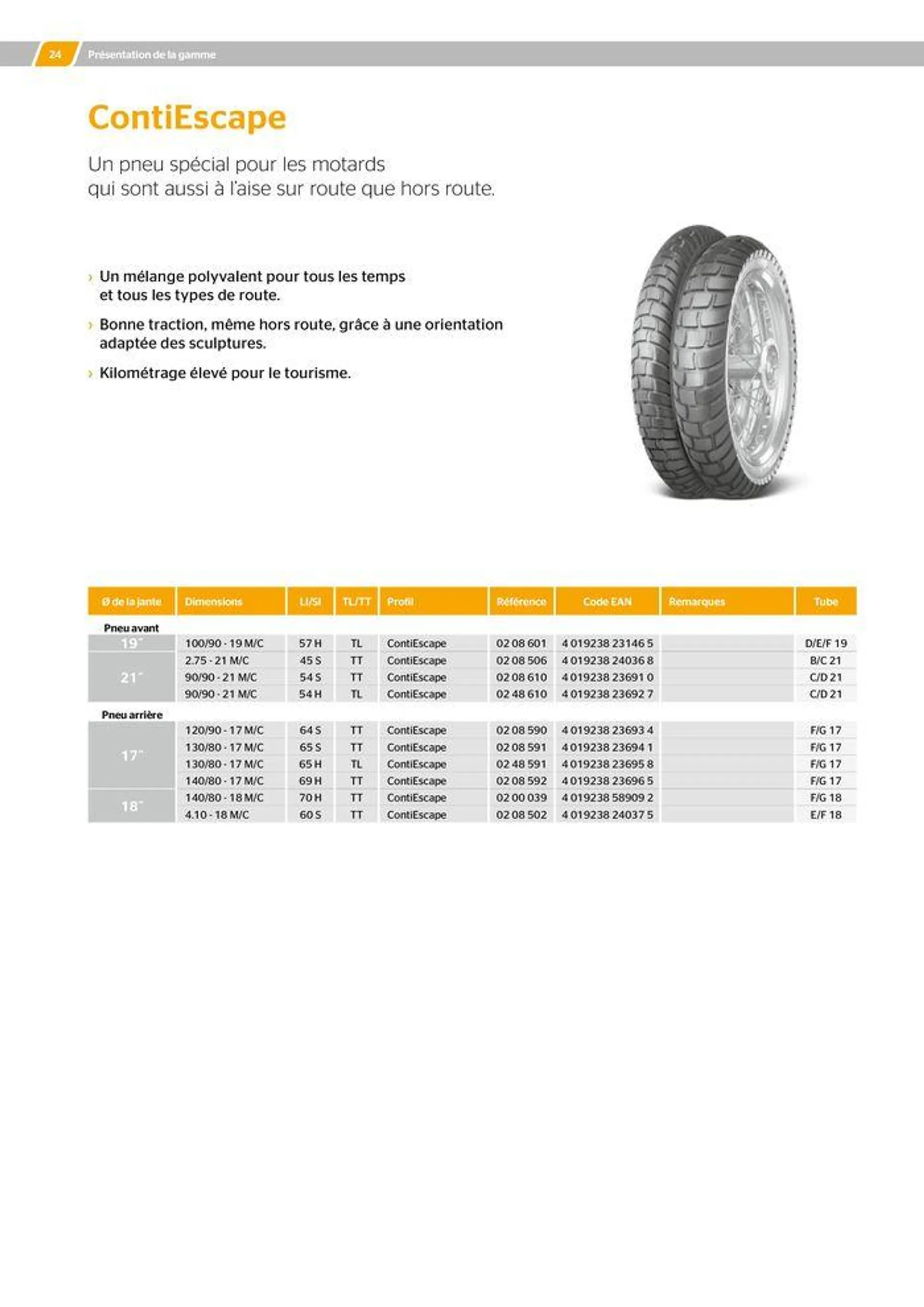 CONTINENTAL : Barème de facturation 2023 du 21 mai au 31 décembre 2024 - Catalogue page 24