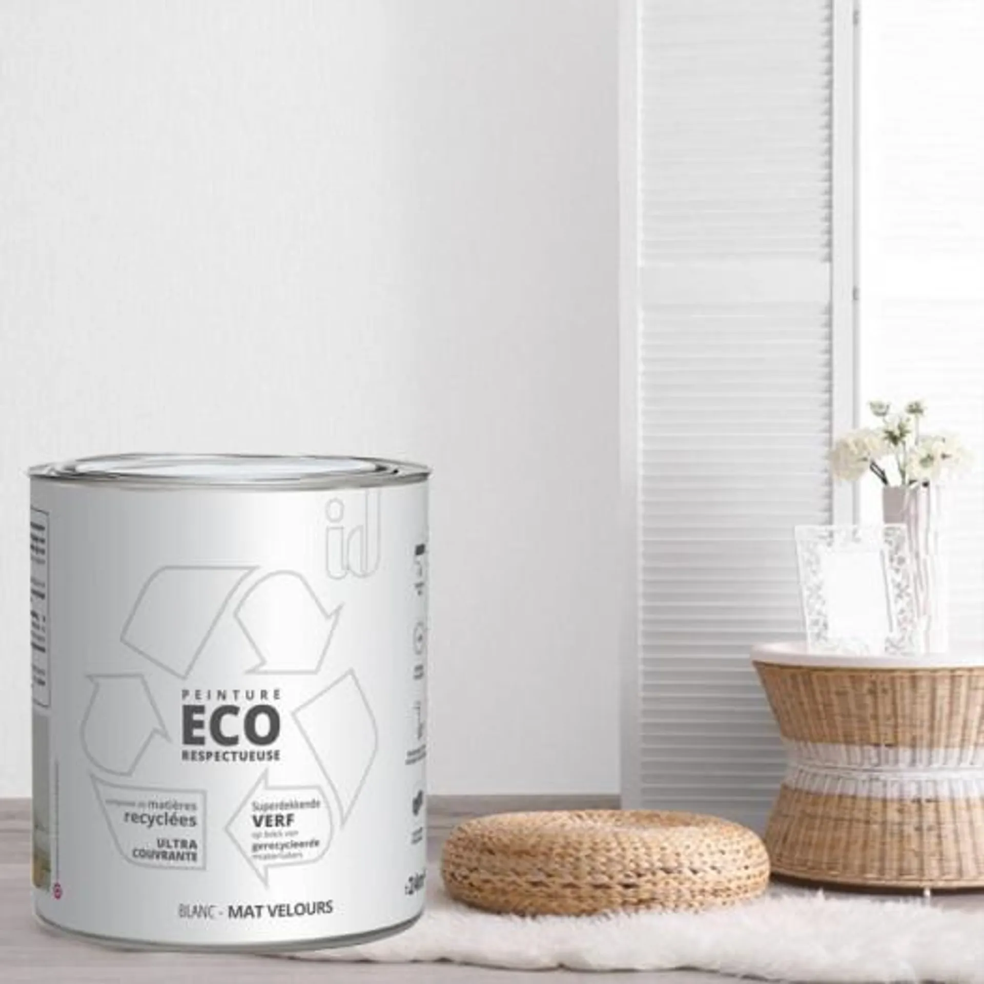 Peinture Eco responsable à base de matières recyclées blanc mat-velours 2L