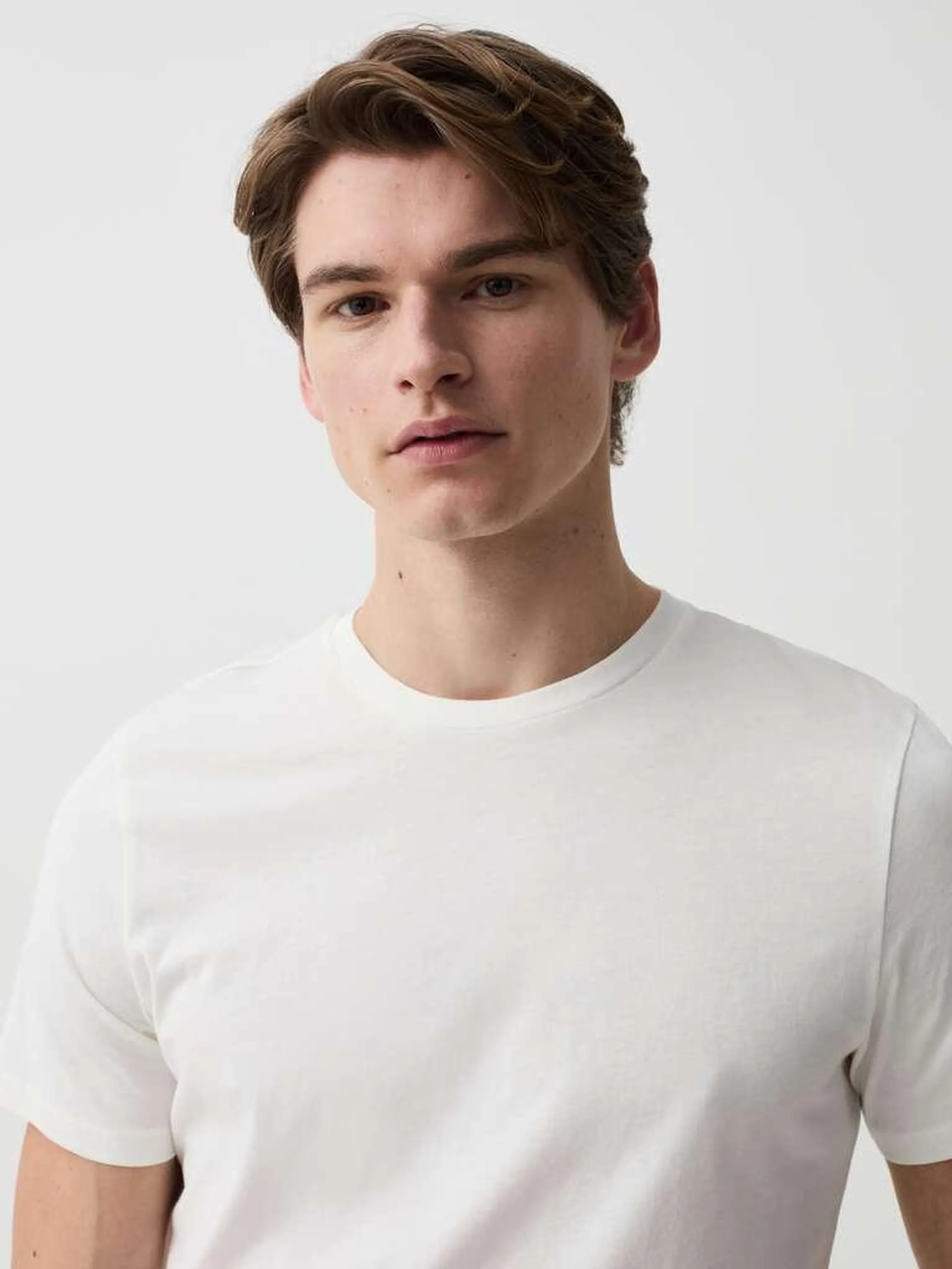 Two-pack T-shirts with round neck Blanc/noir