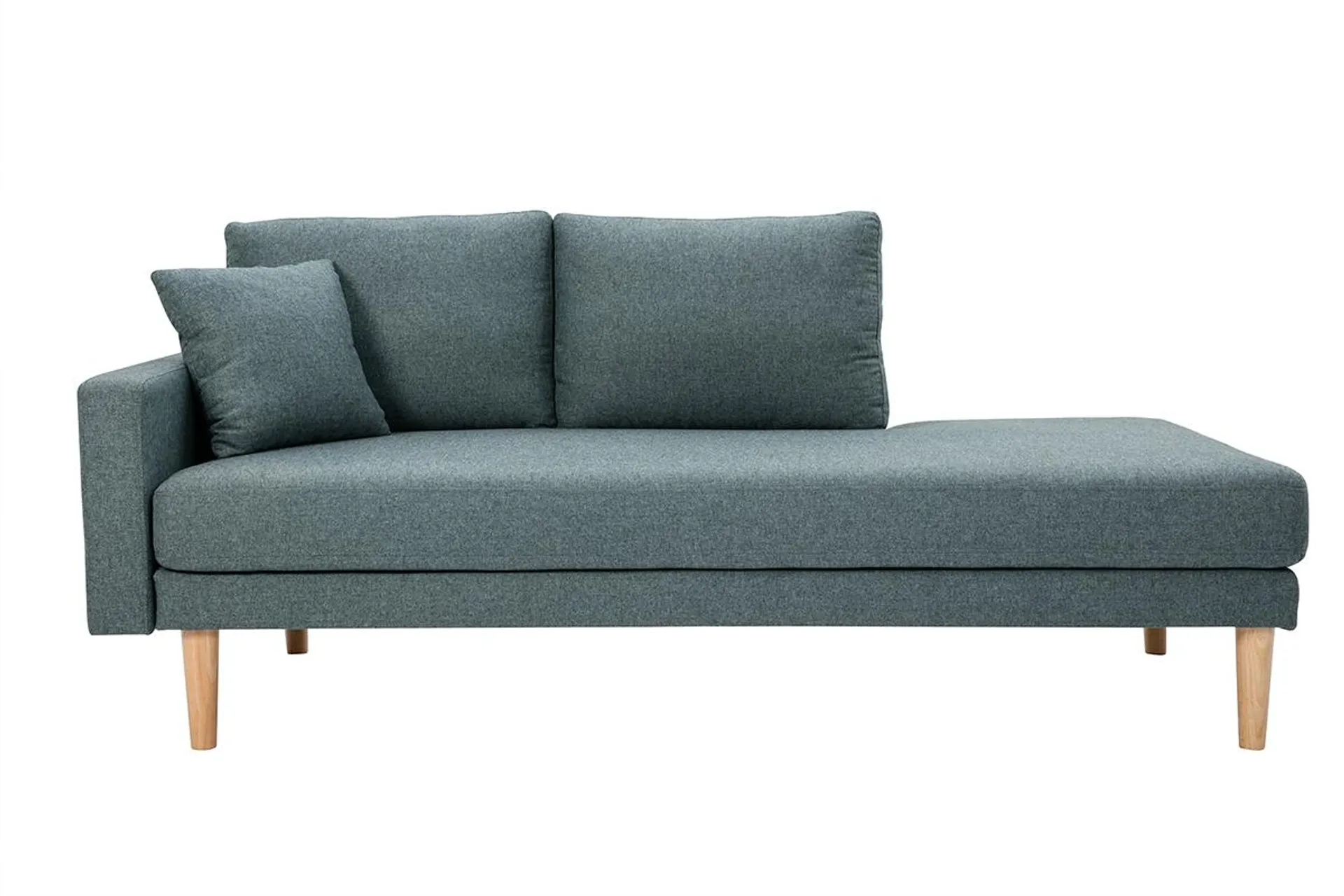 Méridienne scandinave en tissu vert de gris et bois clair massif L190 cm BERTILLE