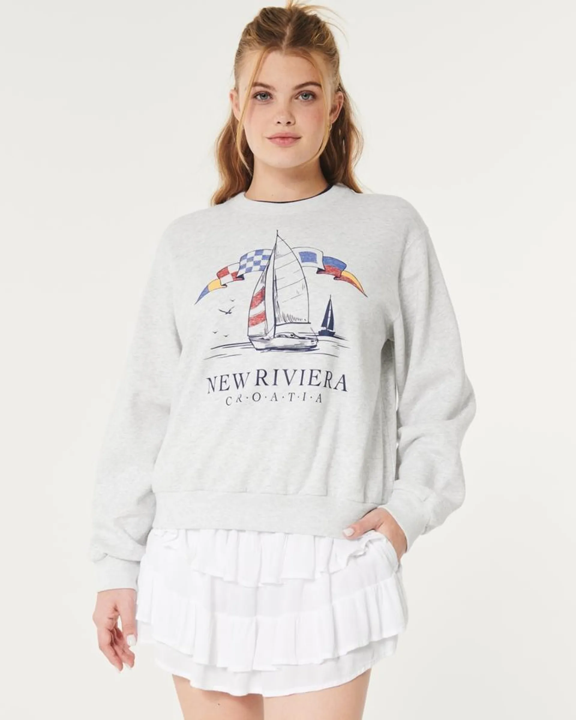 Easy New Riviera Croatia Graphic Crew Sweatshirt