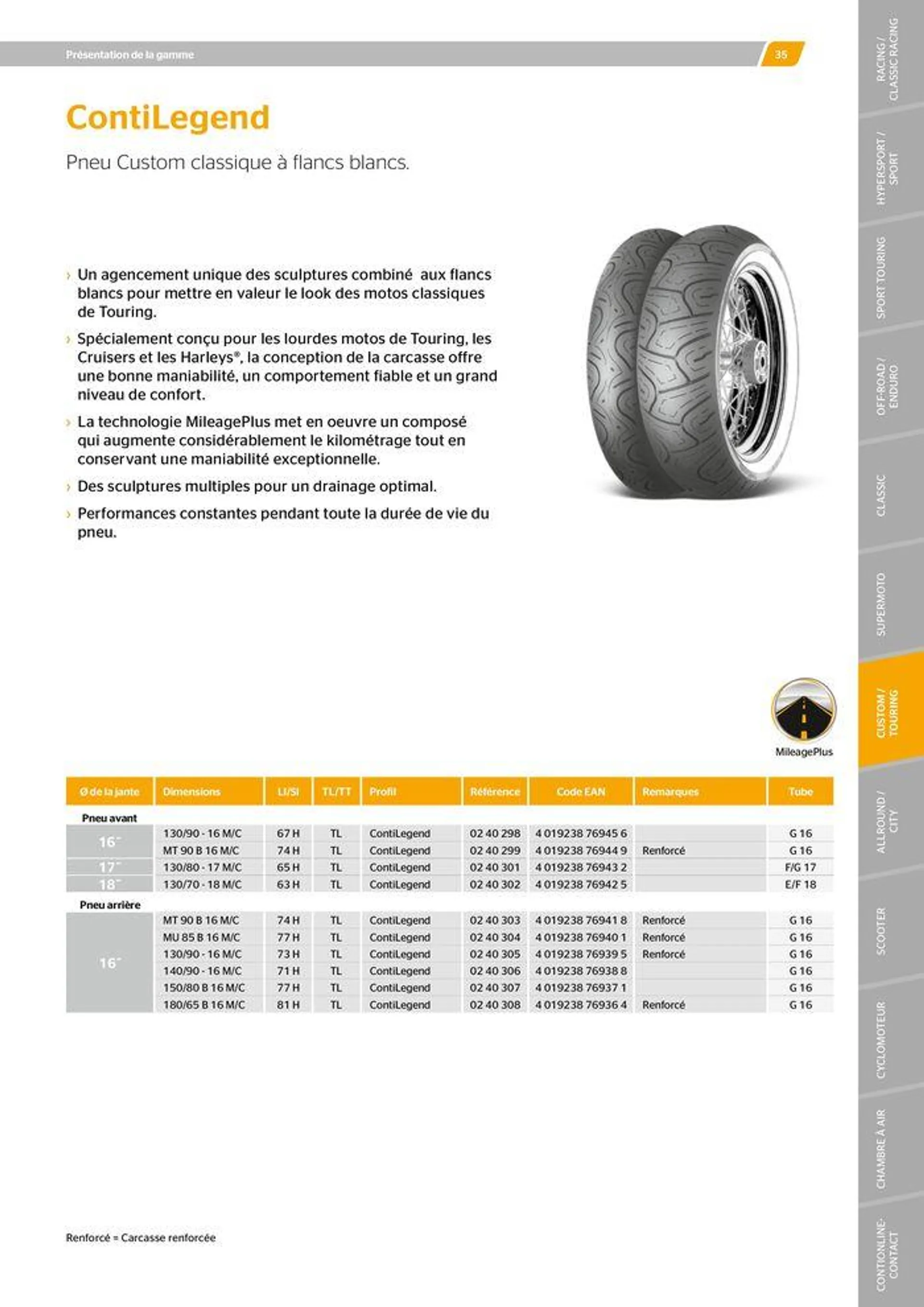 CONTINENTAL : Barème de facturation 2023 du 21 mai au 31 décembre 2024 - Catalogue page 35