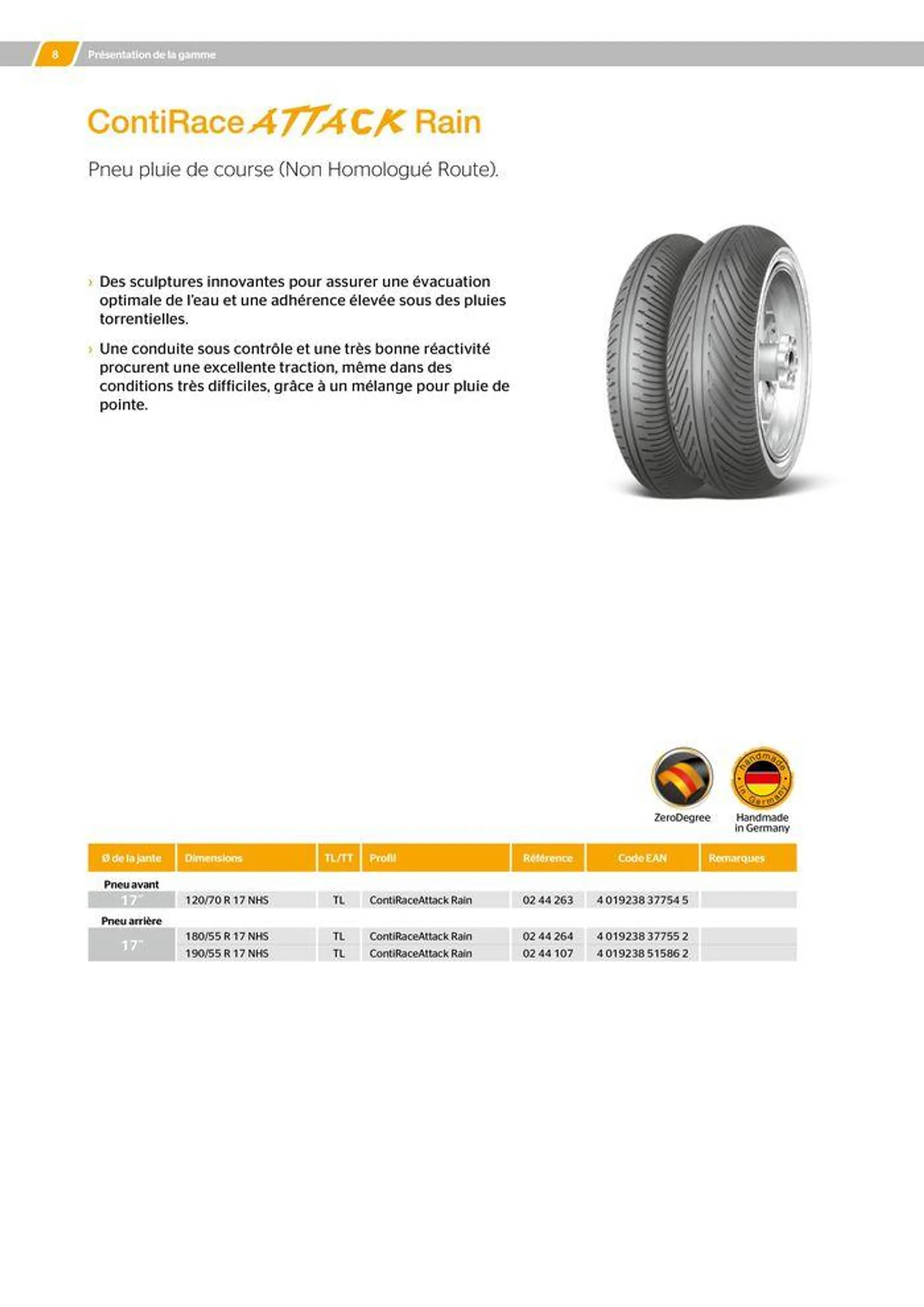 CONTINENTAL : Barème de facturation 2023 du 21 mai au 31 décembre 2024 - Catalogue page 8