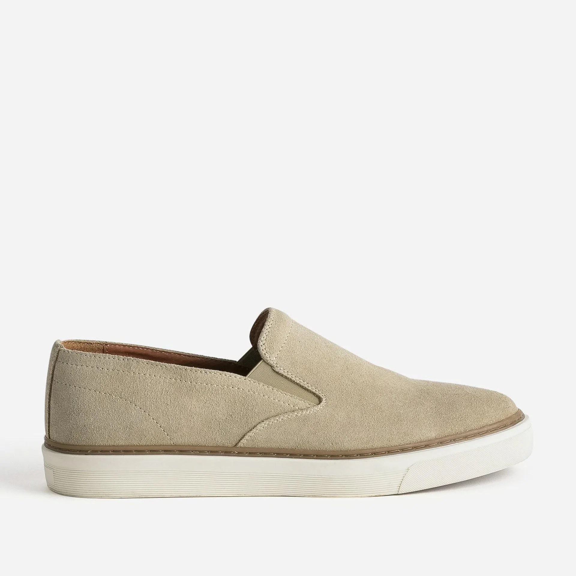 Slip-on beige éco-conçu en cuir velours