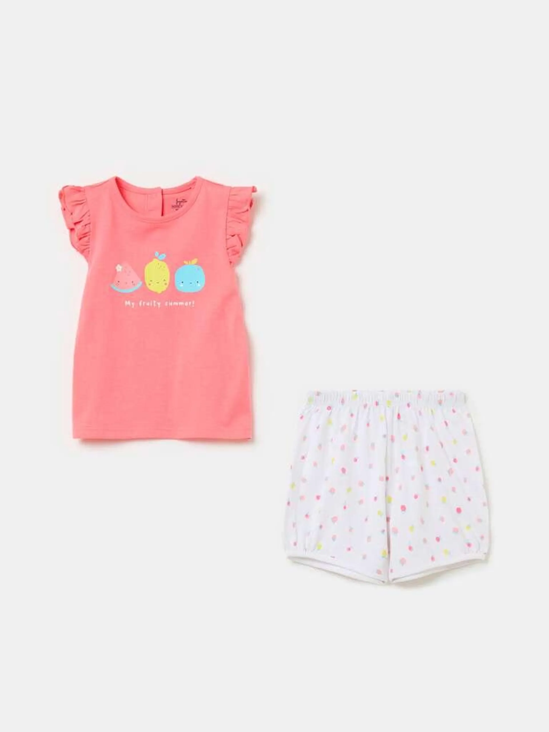 Organic cotton pyjamas with print Blanc/rose