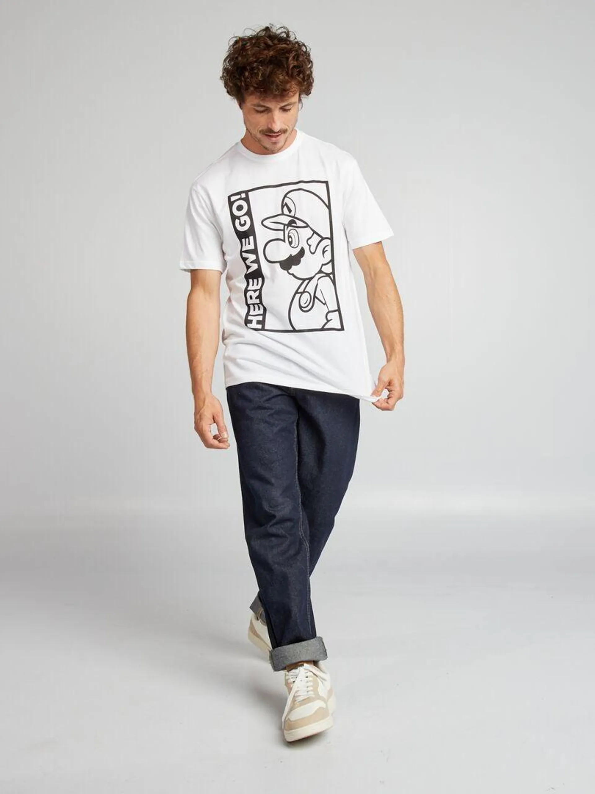 T-shirt imprimé 'Mario' - blanc