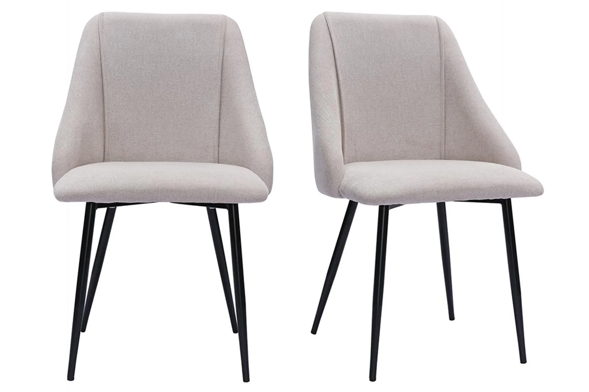 Chaises en tissu effet velours texturé beige et métal noir (lot de 2) HIGGINS