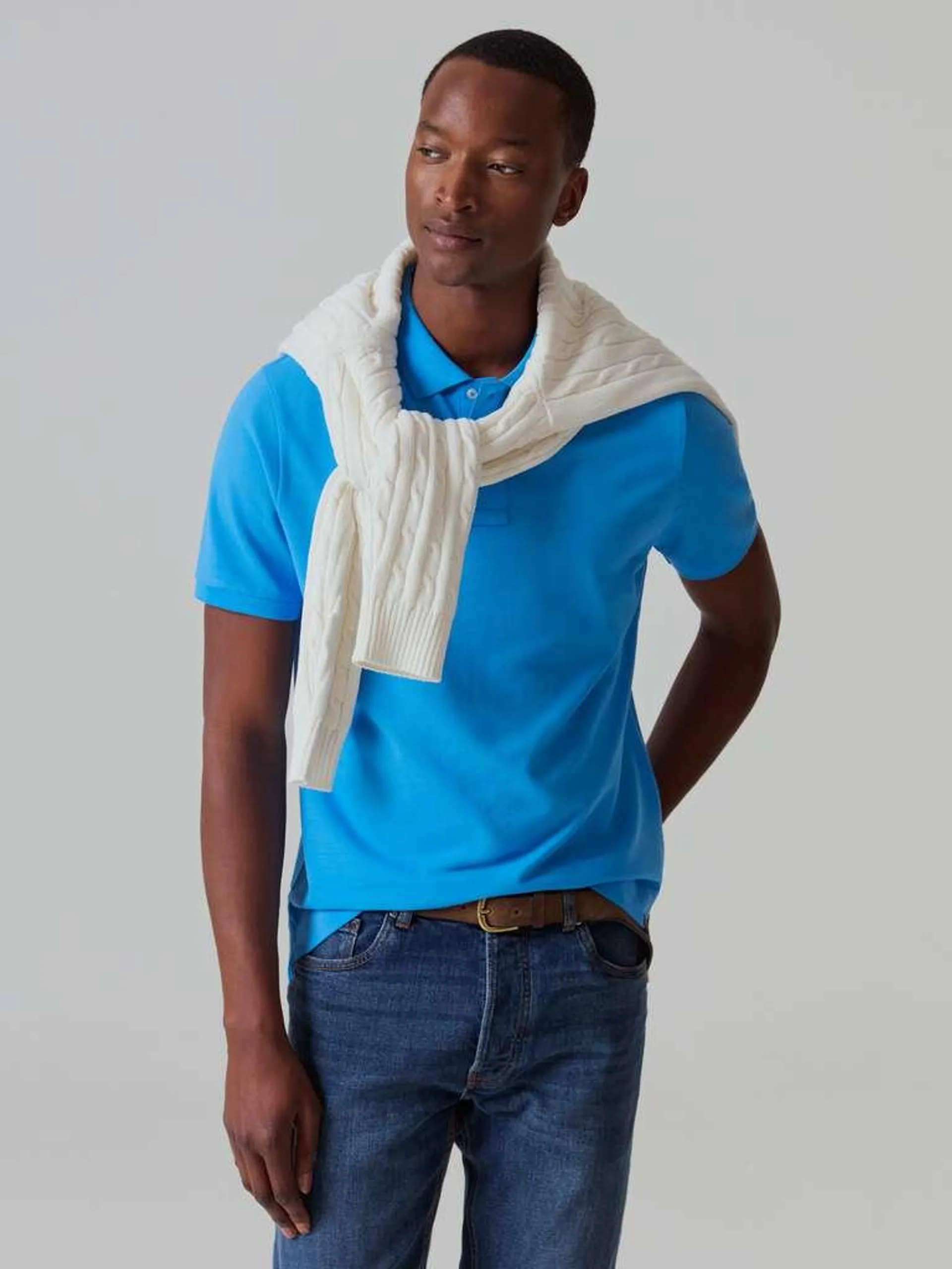 Supima cotton piquet polo shirt Bleu turquoise