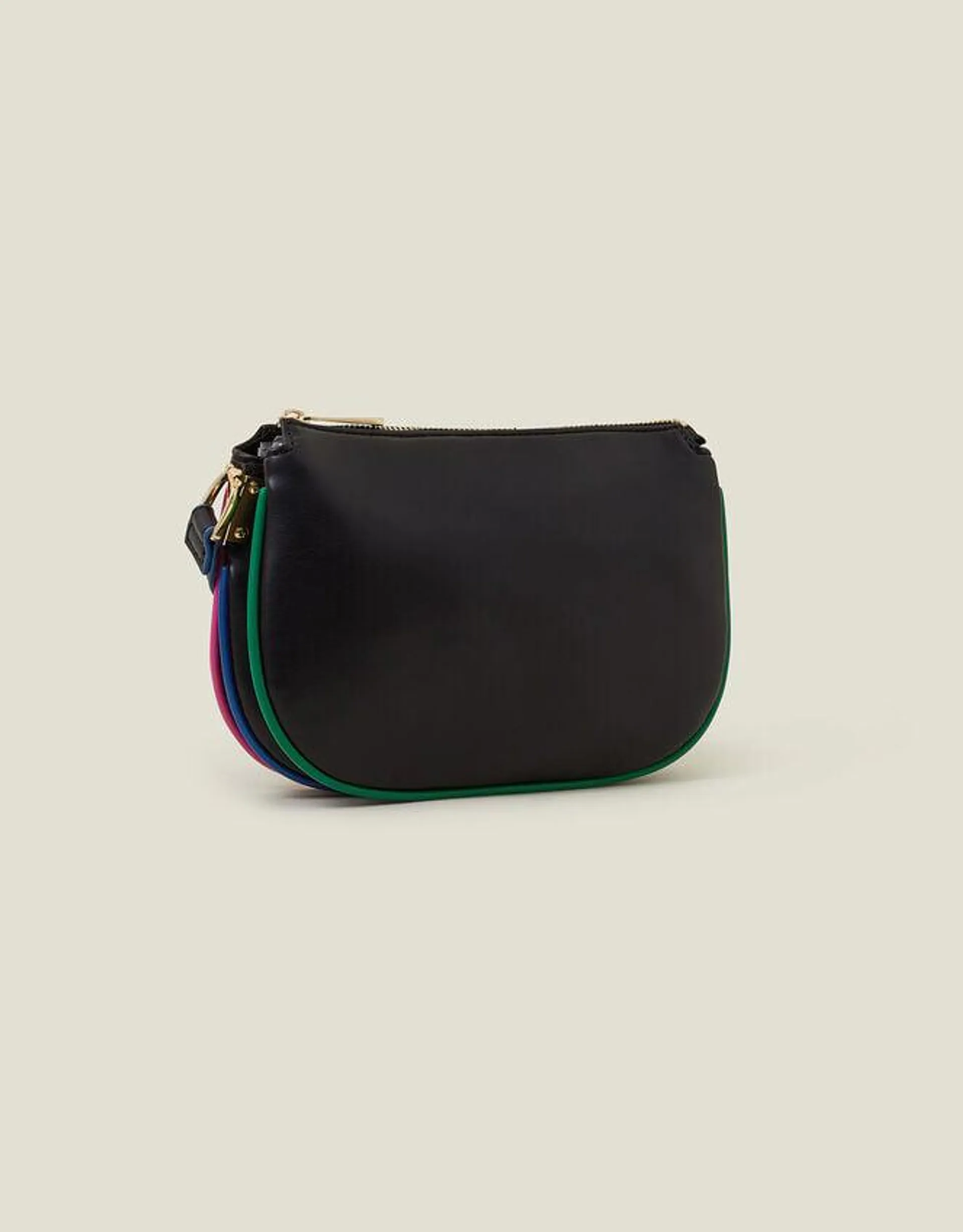 Colour Piping Cross-Body Bag Black