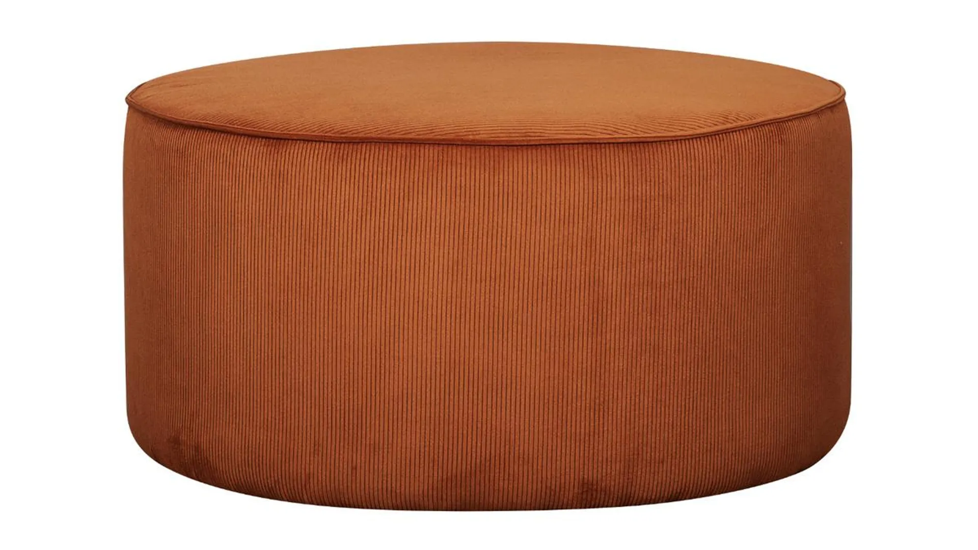 Pouf rond en tissu velours côtelé terre brulée D70 cm LOUIS