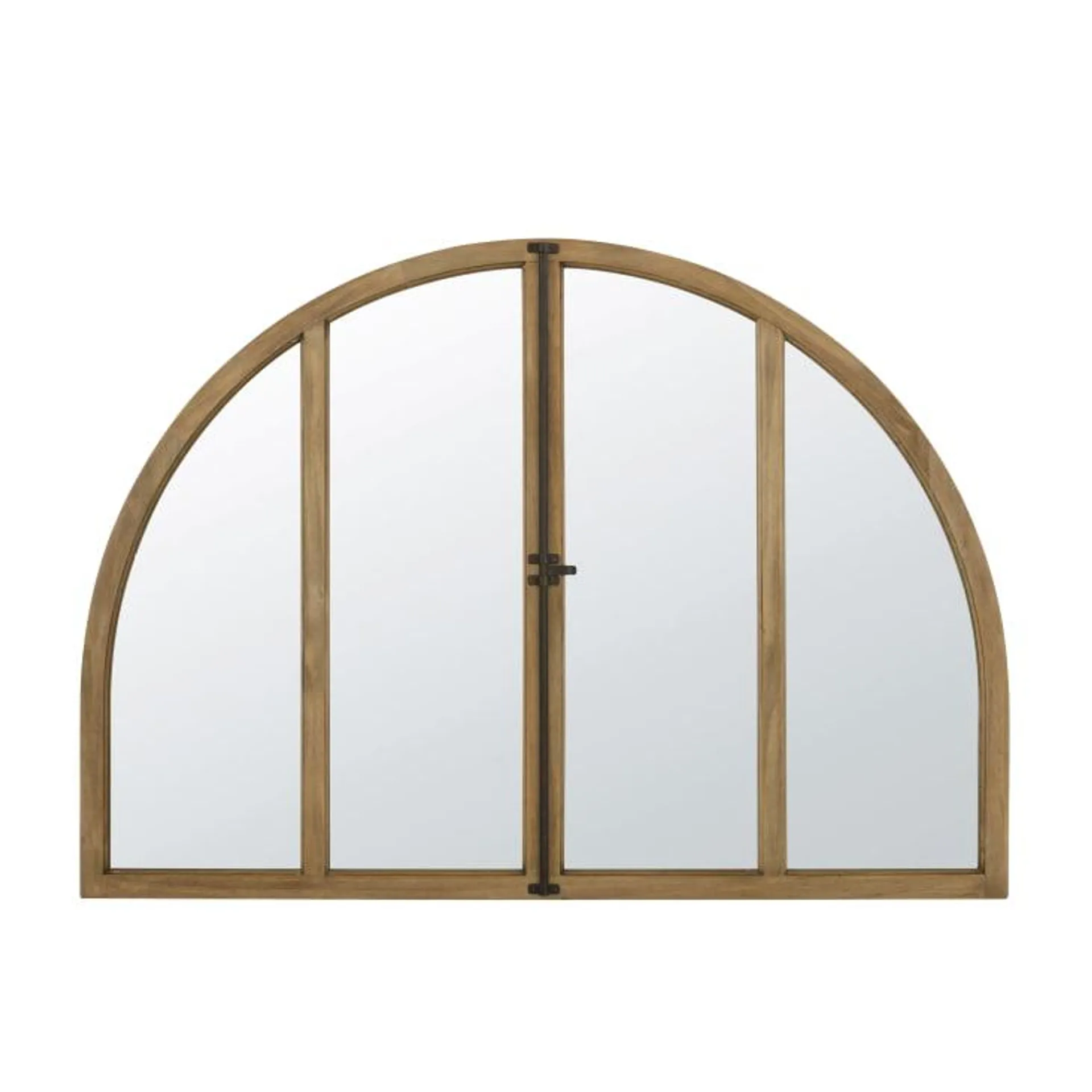 Espejo en arco tipo vidriera con marco de madera de pino 140 x 101