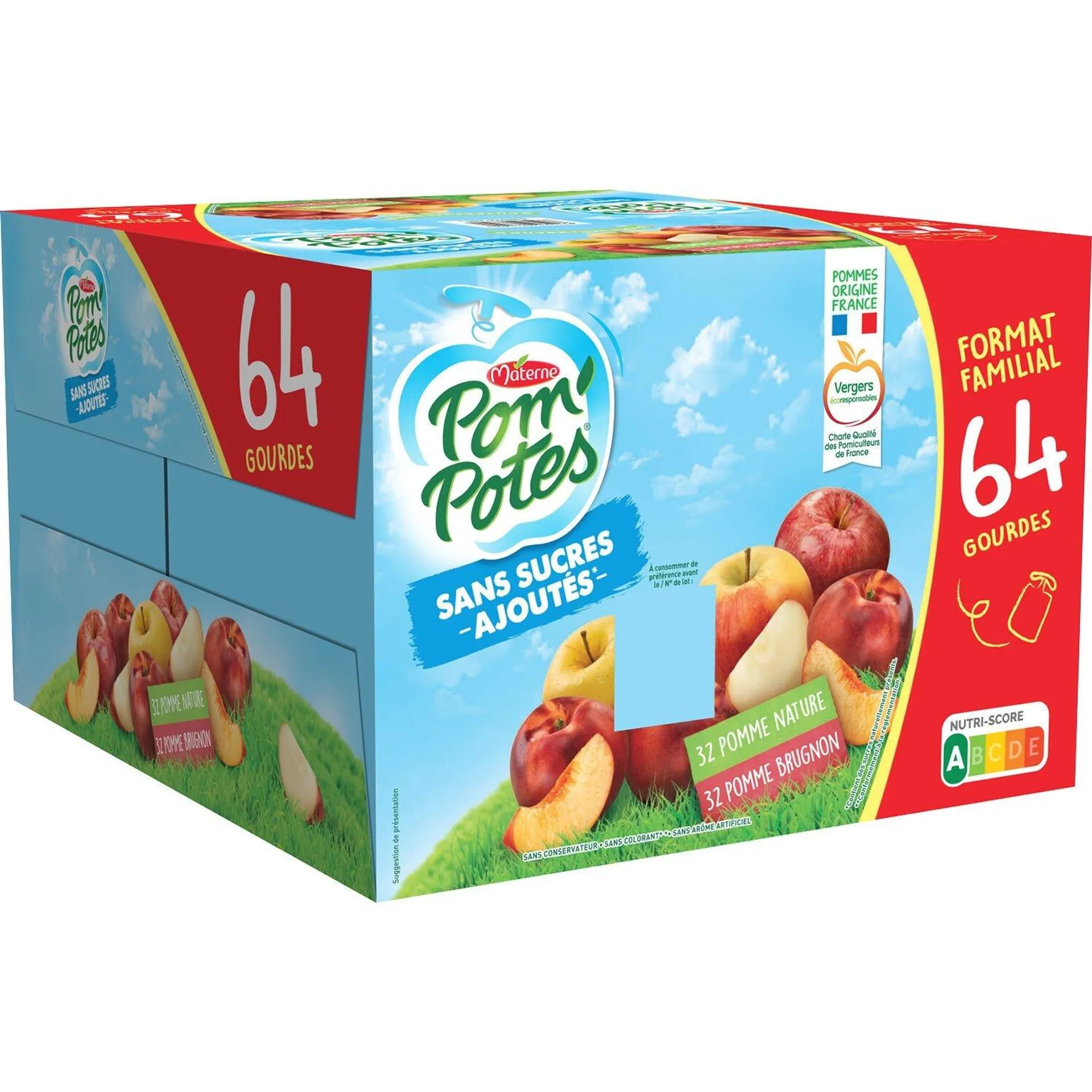 Compotes pomme, brugnon sans sucres ajoutés POM'POTES