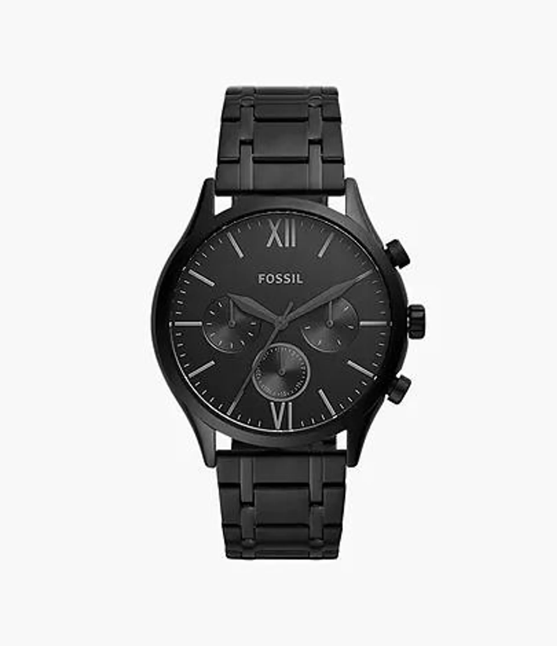 Montre Fenmore multifonction en acier inoxydable noir