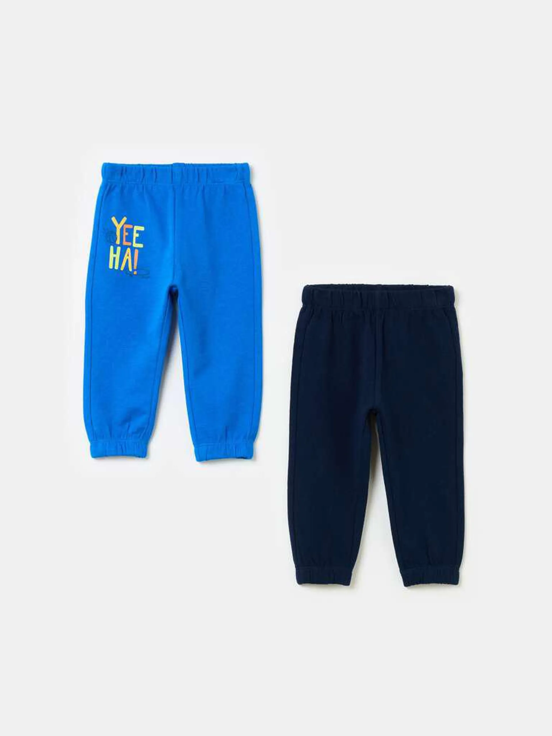 Two-pack joggers with elasticated edging Bleu