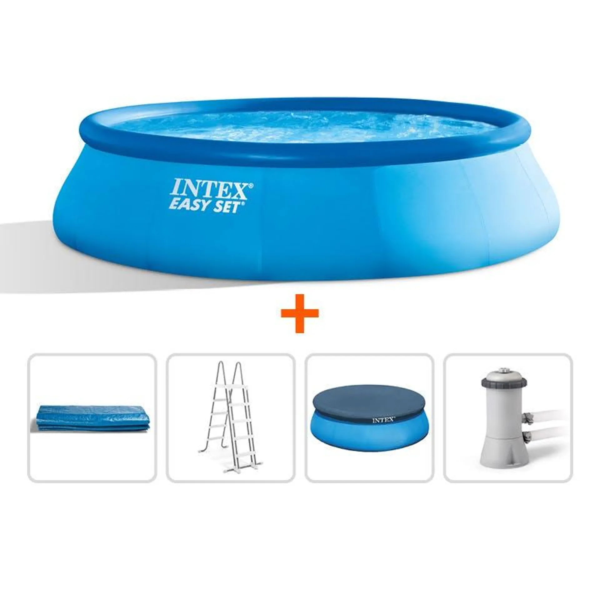 Intex Easy Set Piscine 457 X 107 Cm Avec Filtre à Cartouche, échelle Et Bâche De Couverture