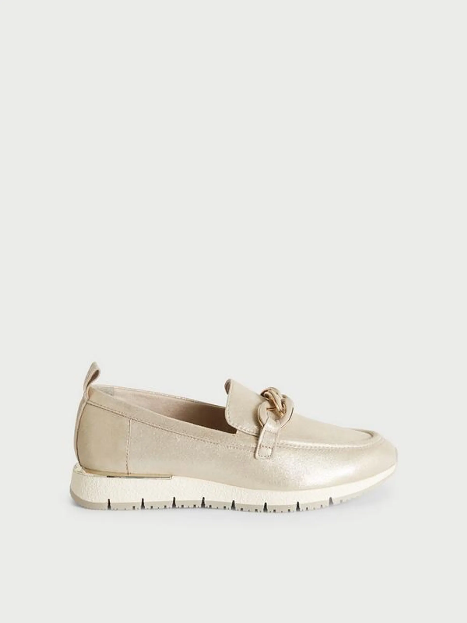 Mocassin En Cuir Nubuck Irisé - Beige