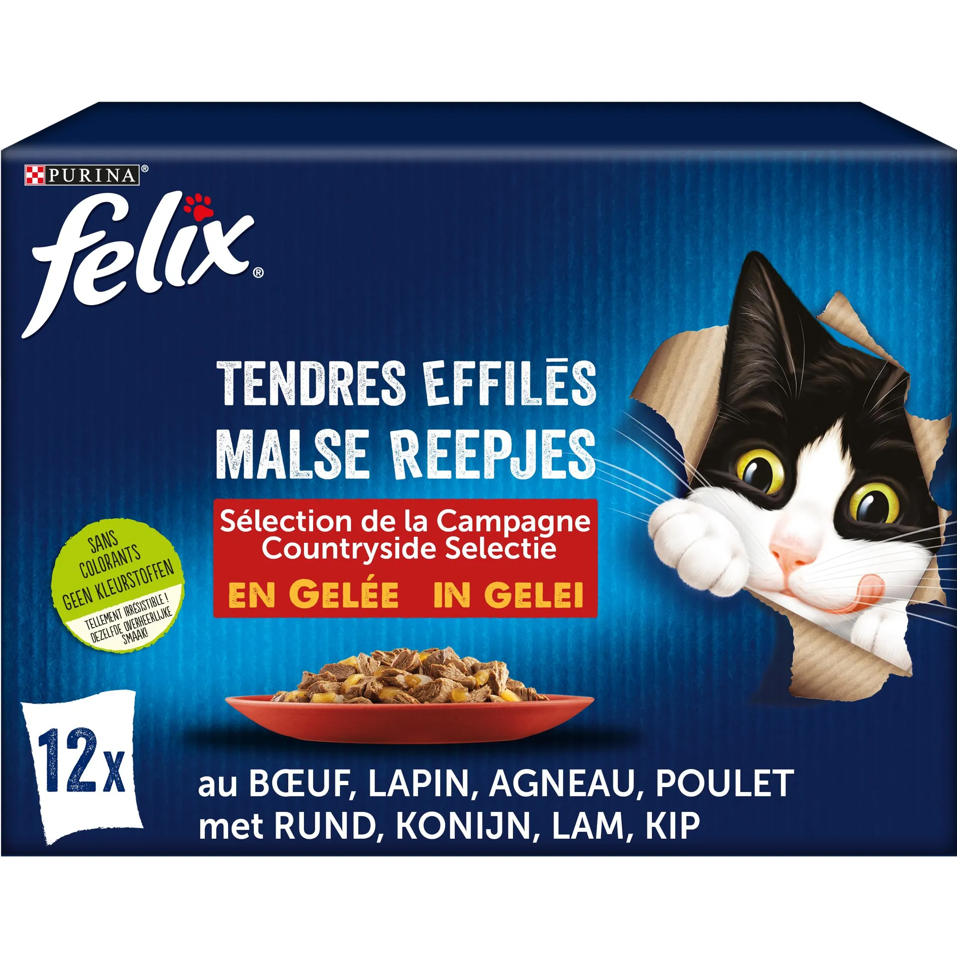 Felix chat tendres effilés sélection de la campagne en gelée 12x85g adult