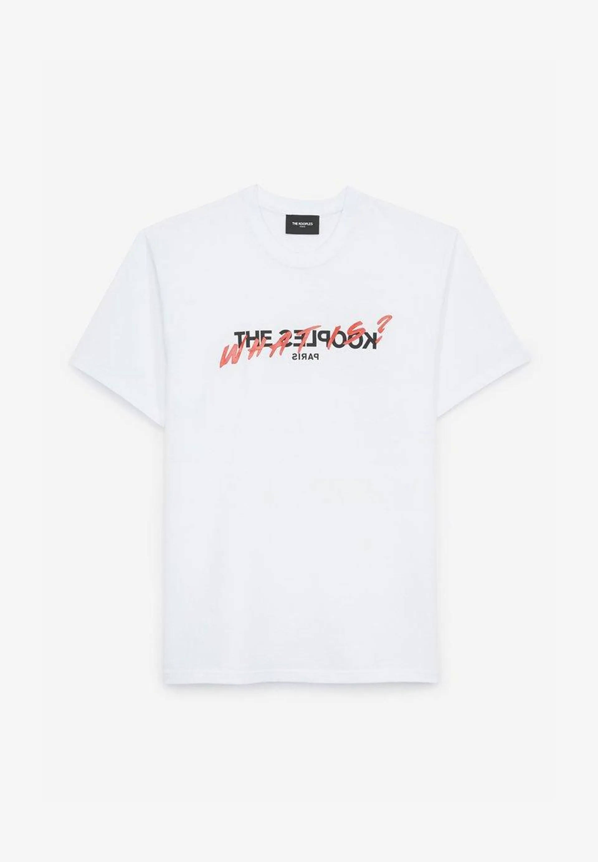 WEISSES KÖRPERBETONTES T-SHIRT MIT LOG - T-shirt imprimé - white