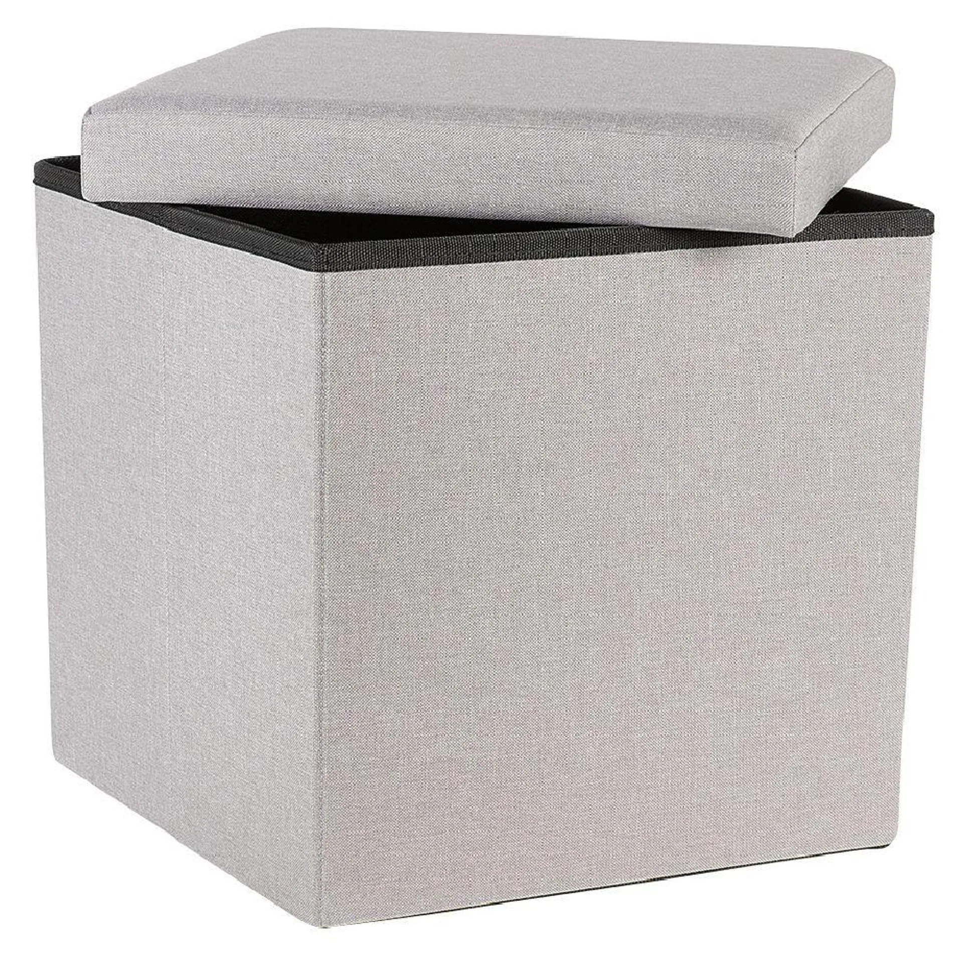 Coffre pouf Clara Gris - L38 x P38 x H37,5 cm