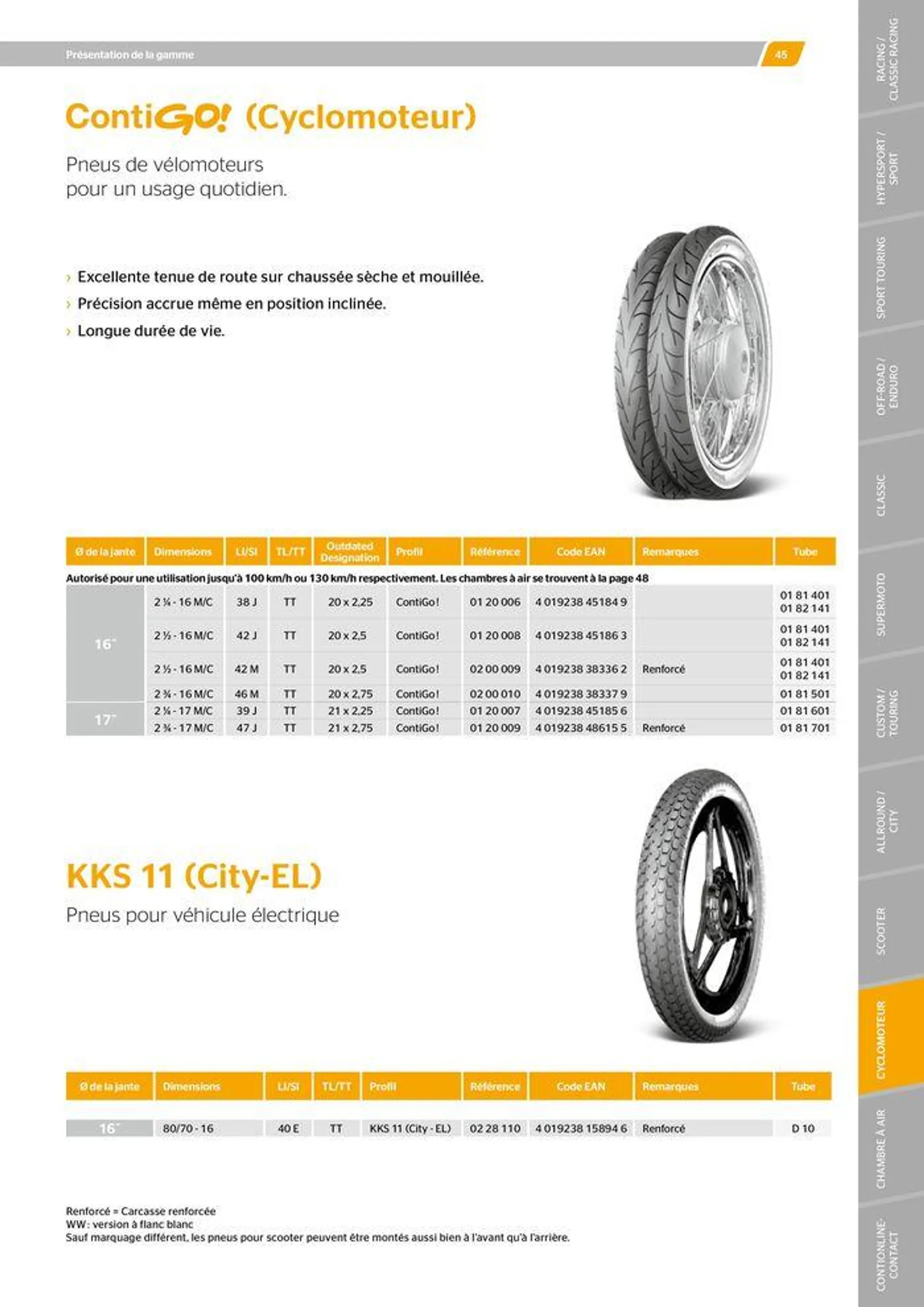 CONTINENTAL : Barème de facturation 2023 du 21 mai au 31 décembre 2024 - Catalogue page 45