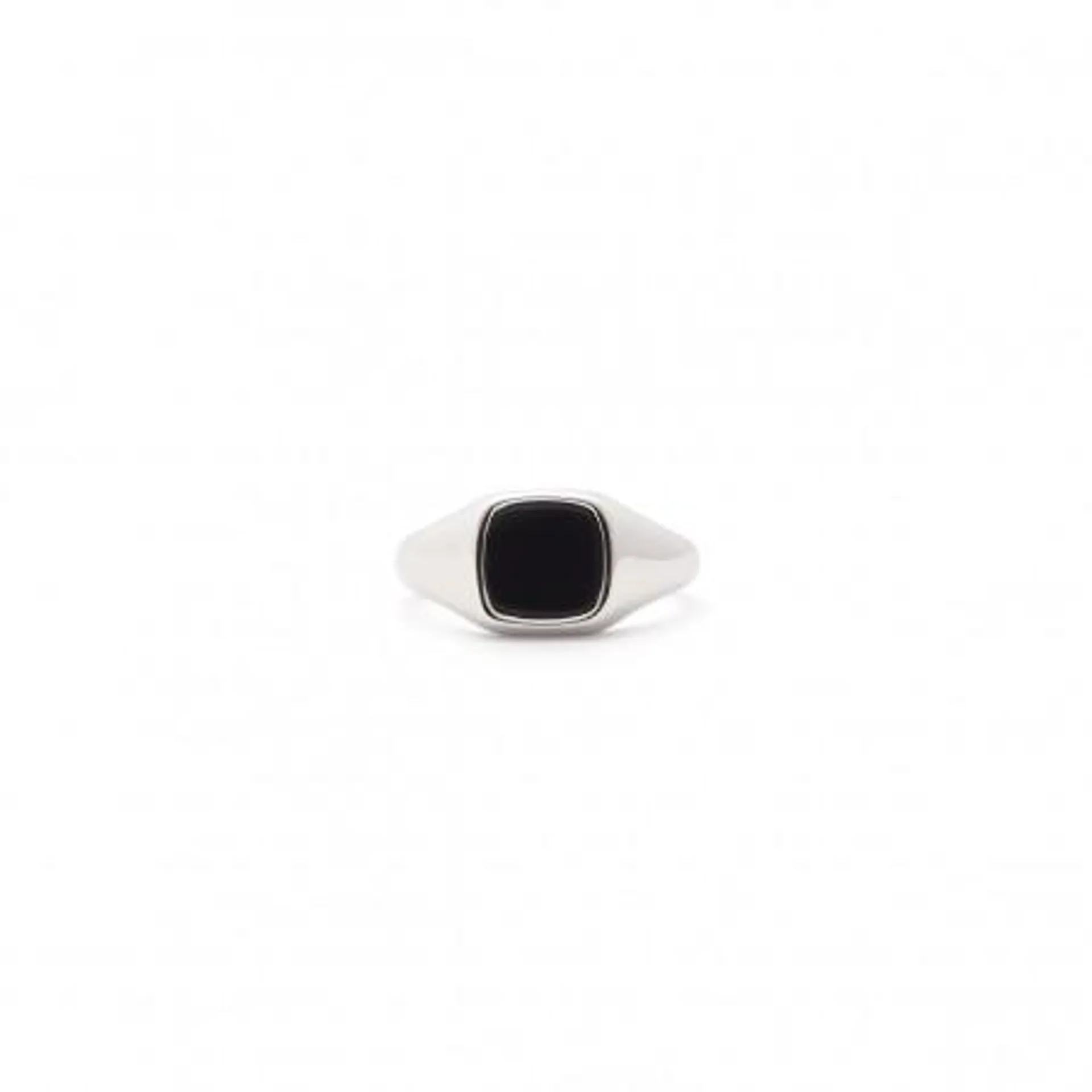 Bague chevalière en Argent motif noir carré 925/000