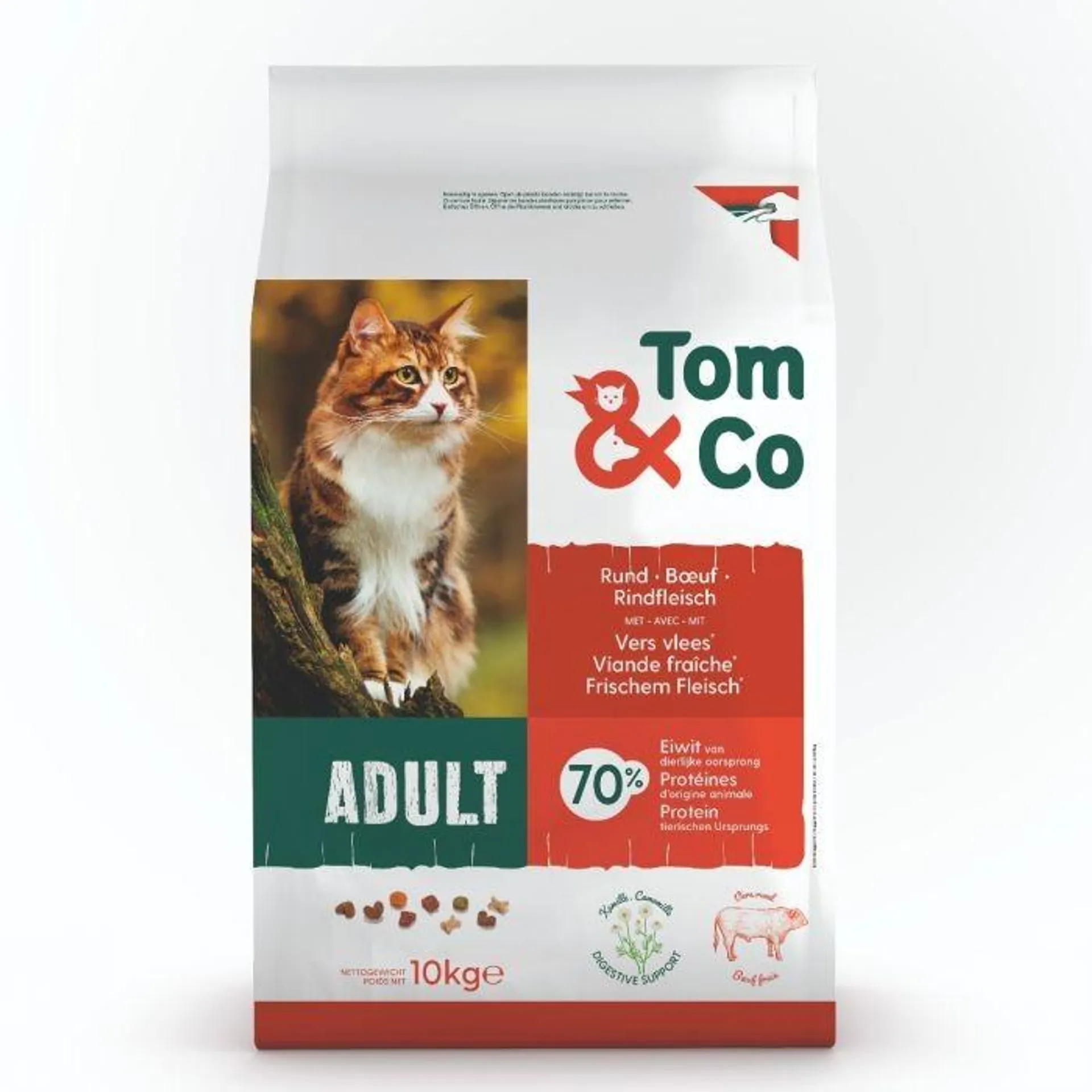 Tom&co brokken voor kat rund adult 10kg