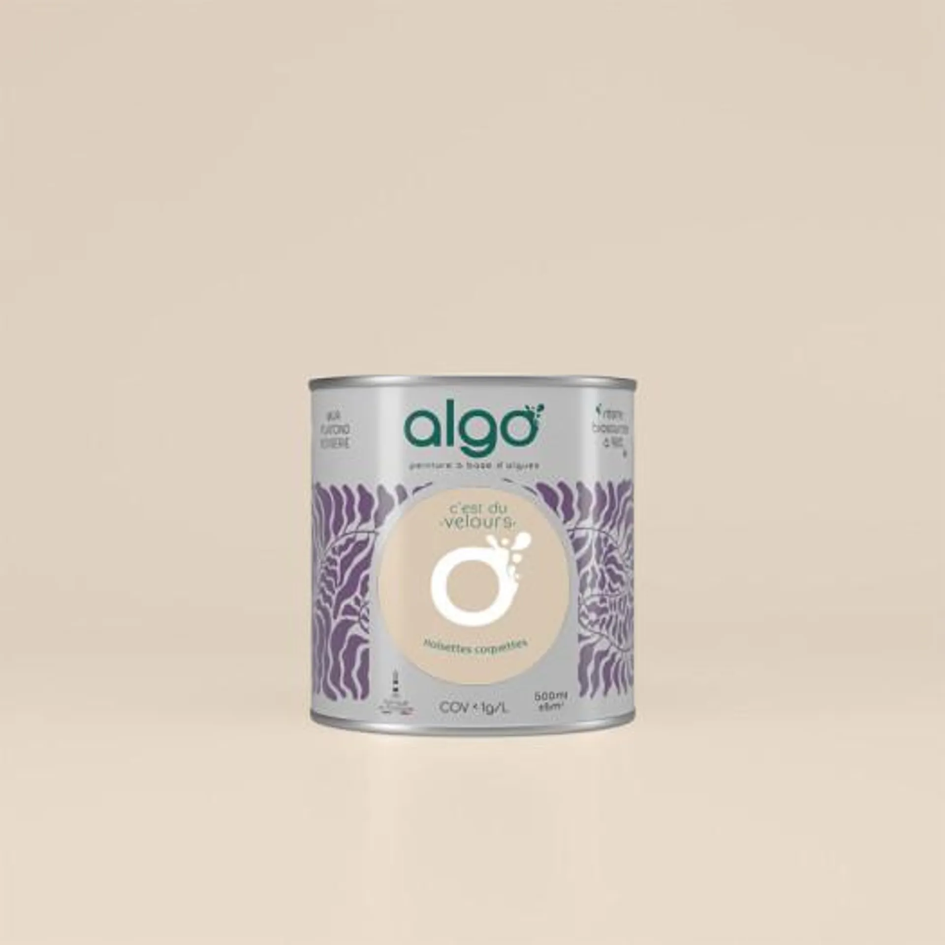 Peinture Algo bio sourcée multi-supports murs, plafonds et boiseries beige noisette velours 0,5L