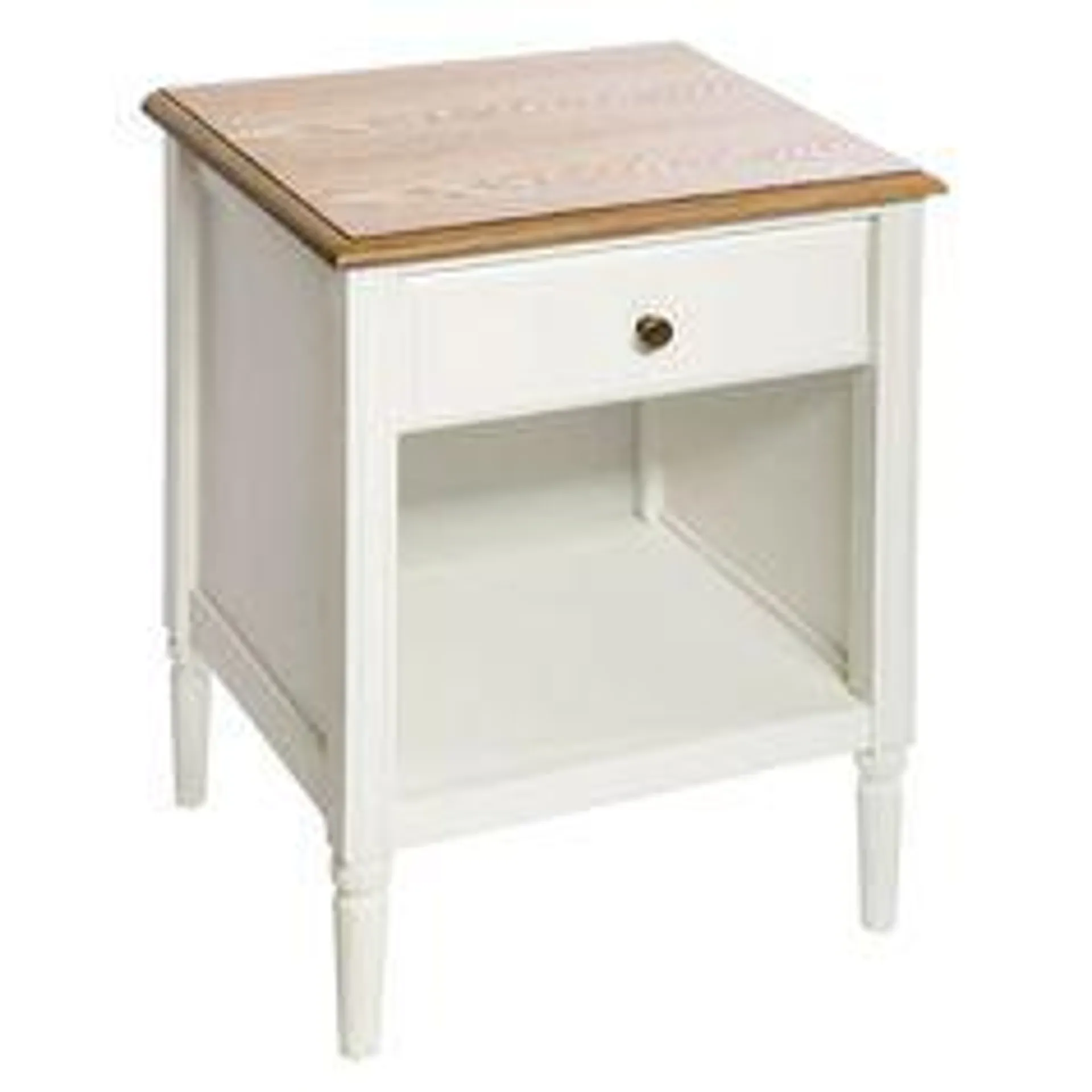 Table de chevet SOLEN 1 tiroir blanc et bois 45xH 60x40cm