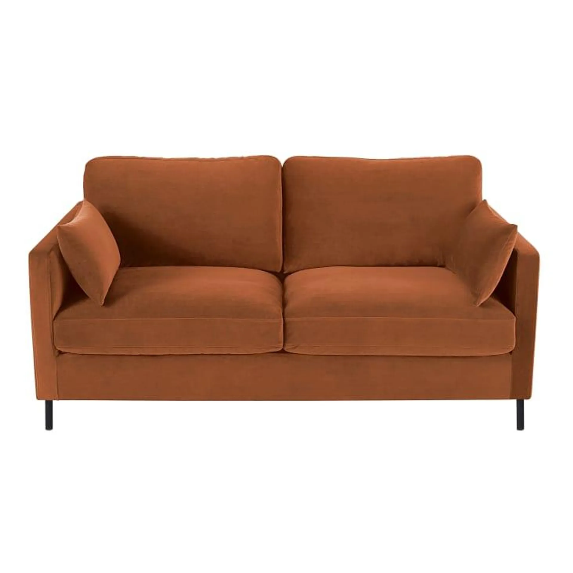 Sofá cama de 2/3 plazas de terciopelo naranja, colchón 10 cm