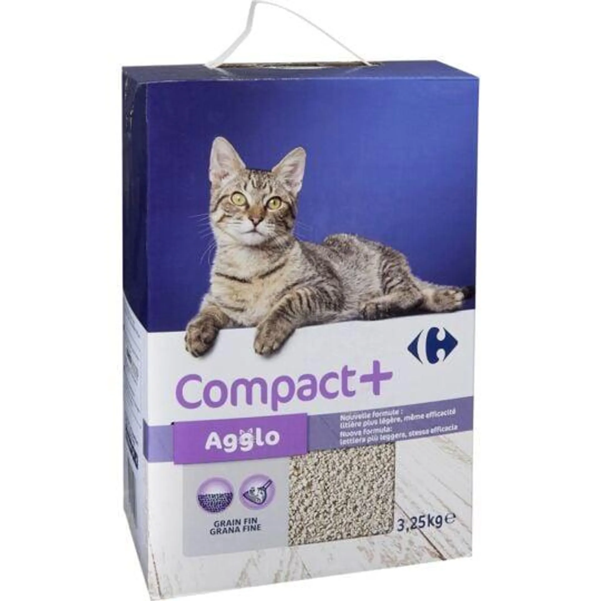 Litière pour chat agglomérante compact + CARREFOUR