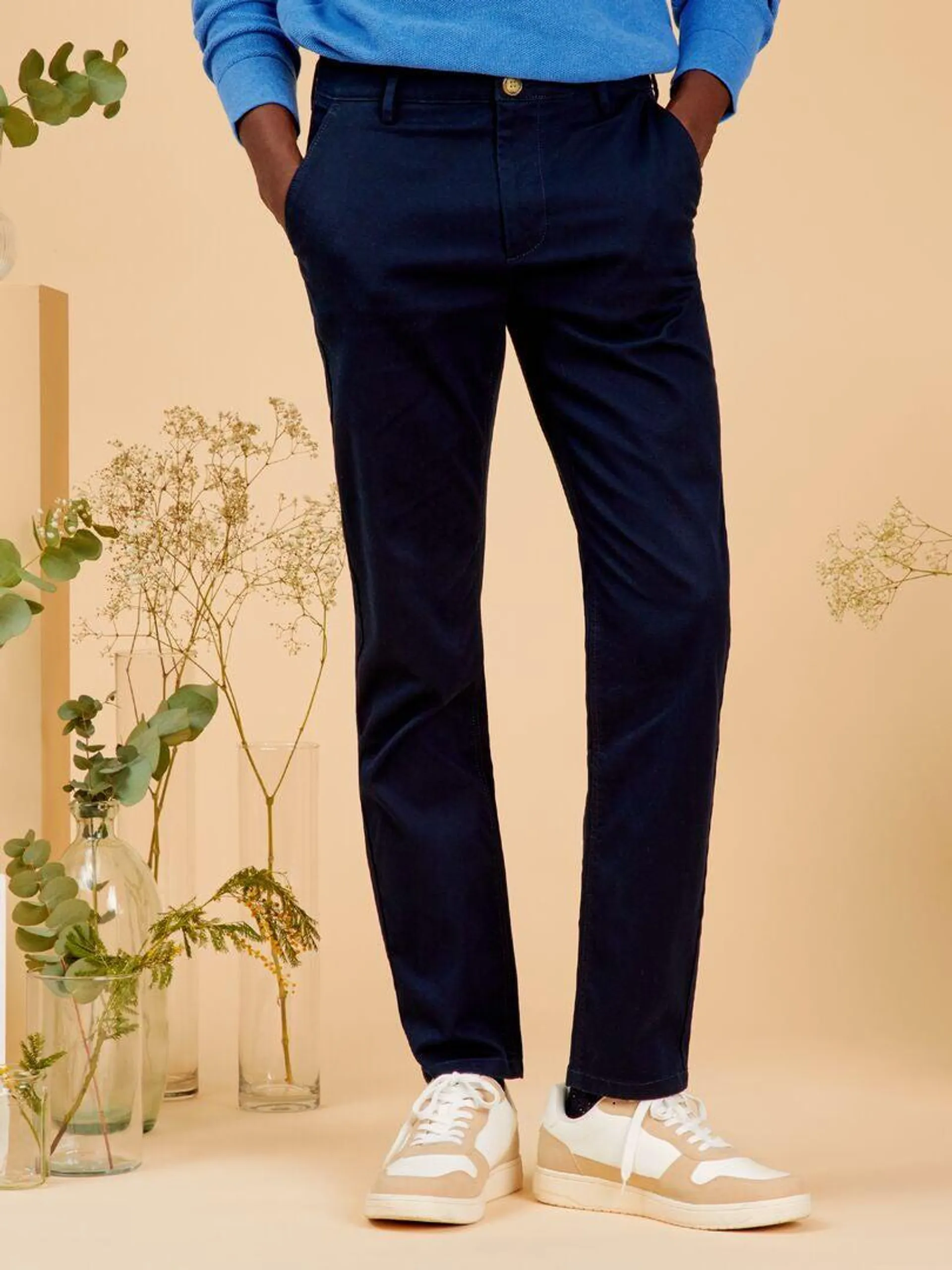 Pantalon chino slim - Bleu marine