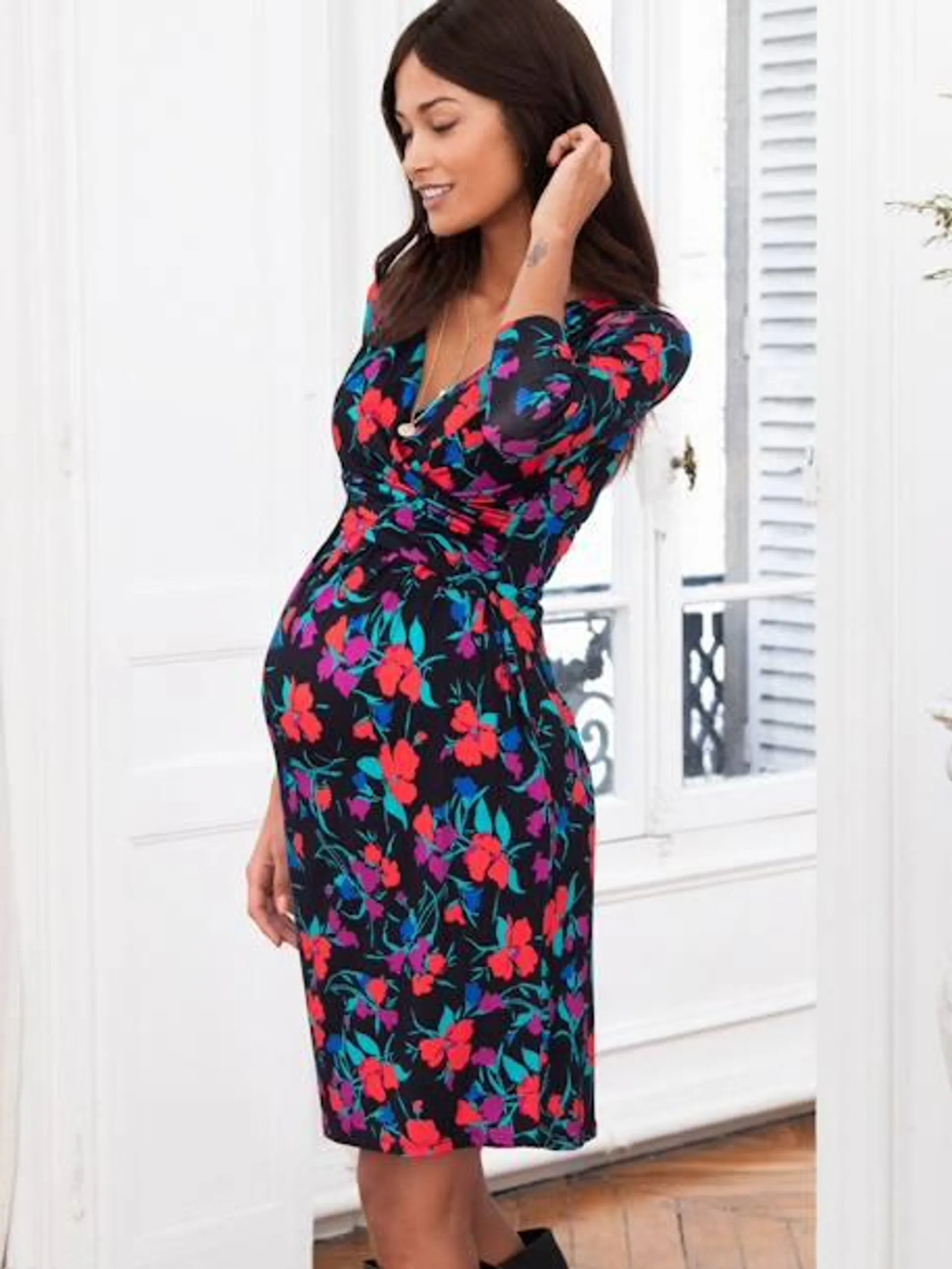 Robe grossesse Divine Ls ENVIE DE FRAISE - noir imprimé