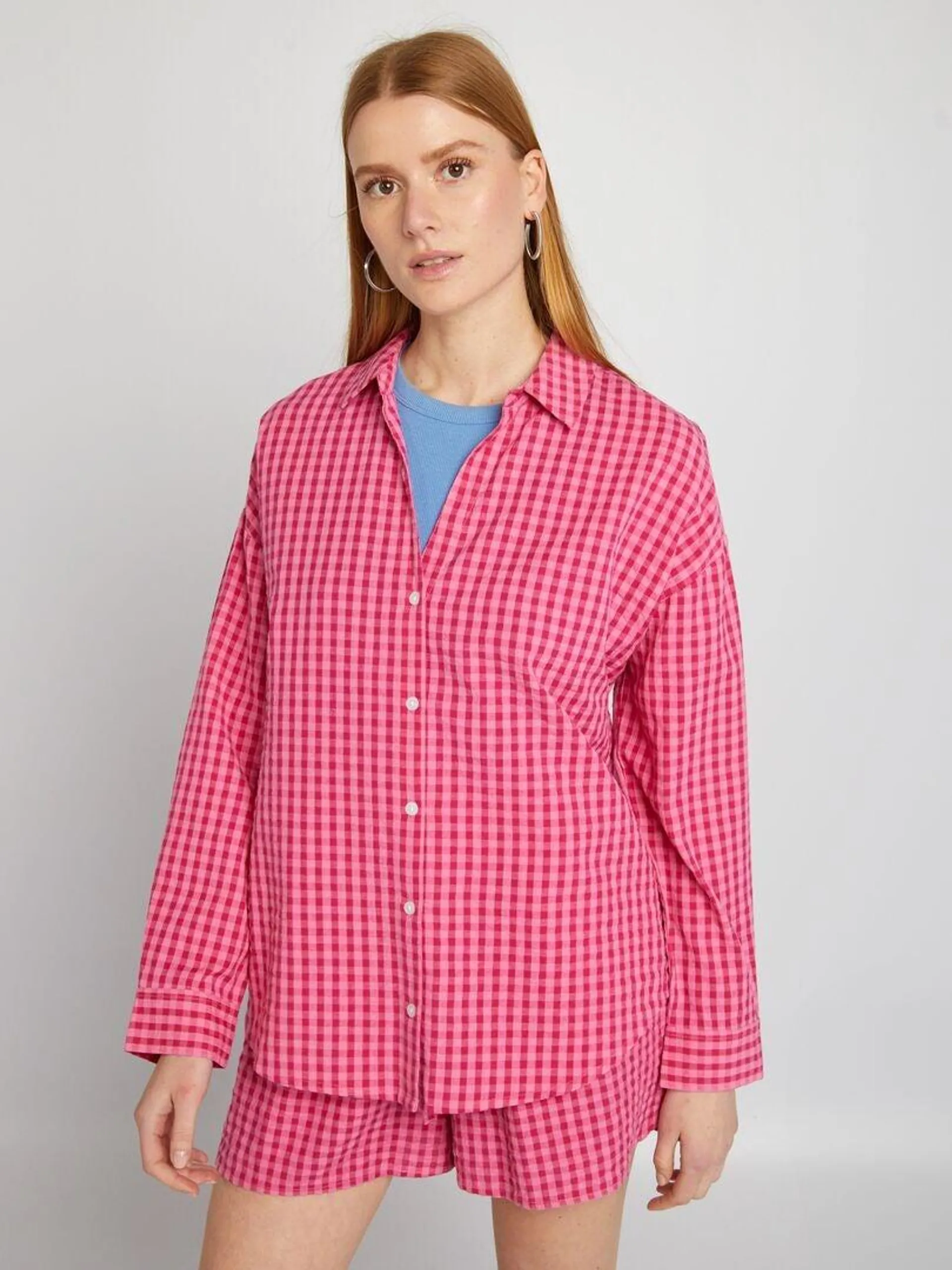 Chemise à carreaux vichy - Rose