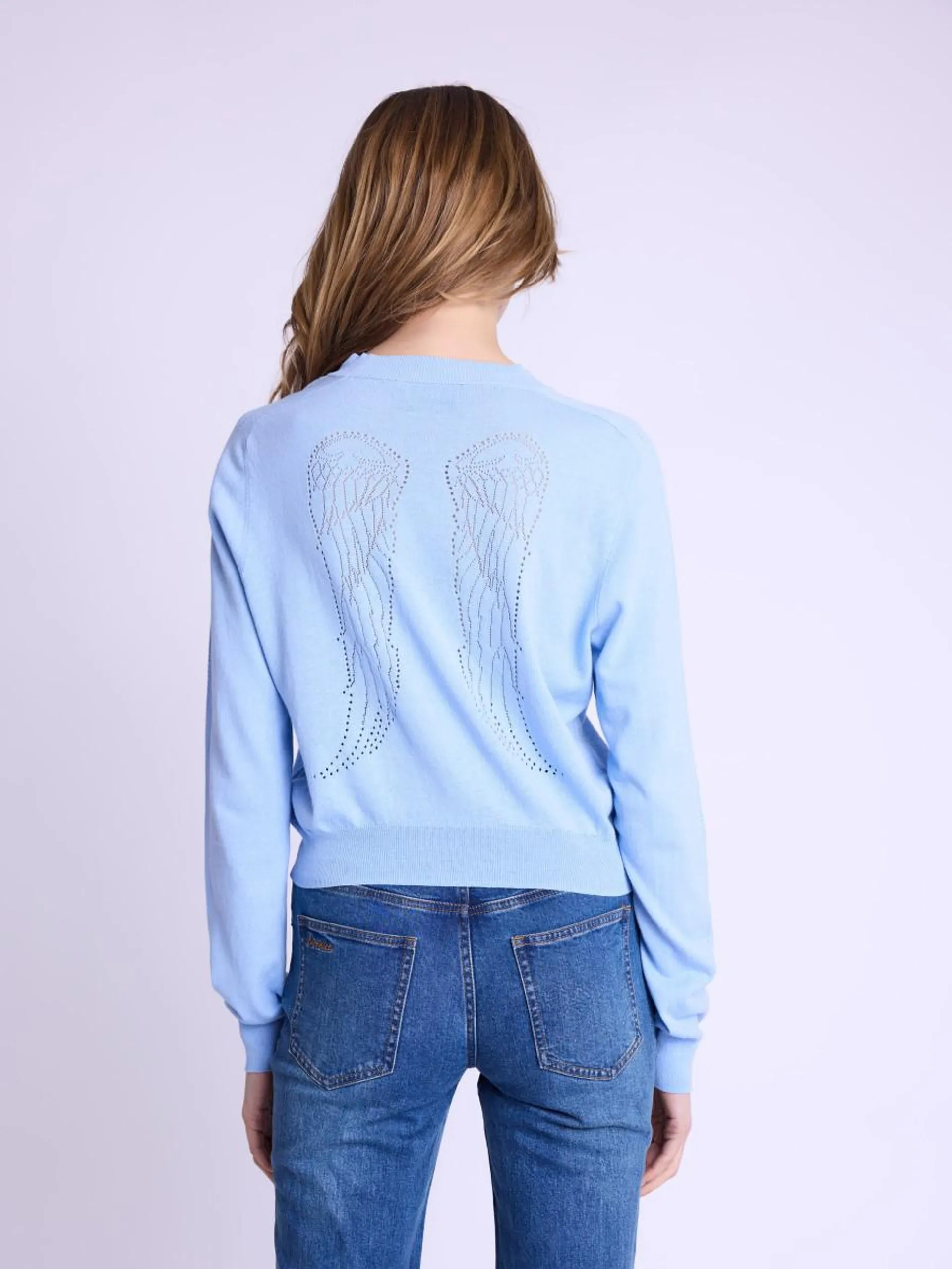 GISELLE | Cardigan bleu en coton