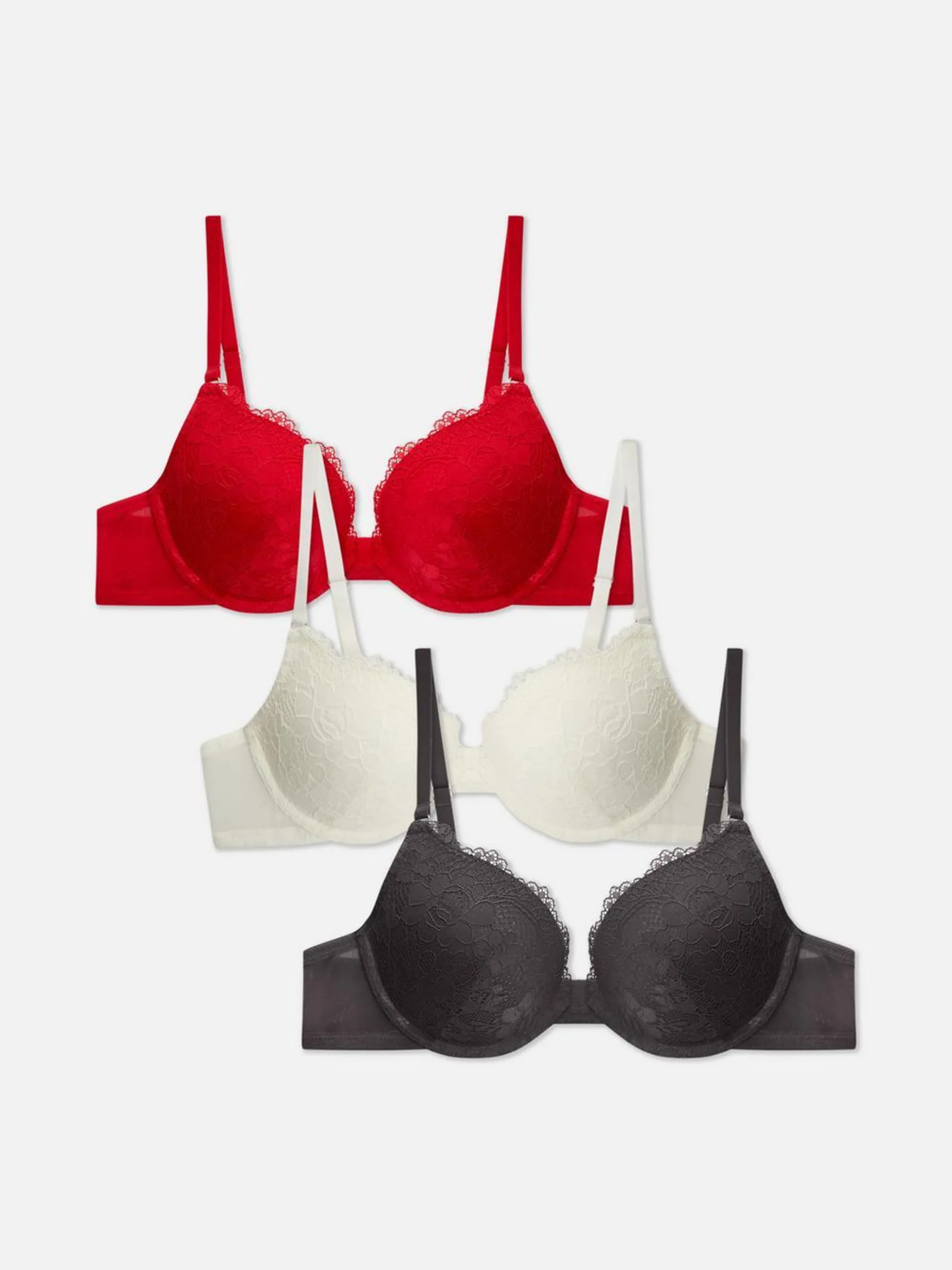 Lot de 3 soutiens-gorge push-up avec détails en dentelle