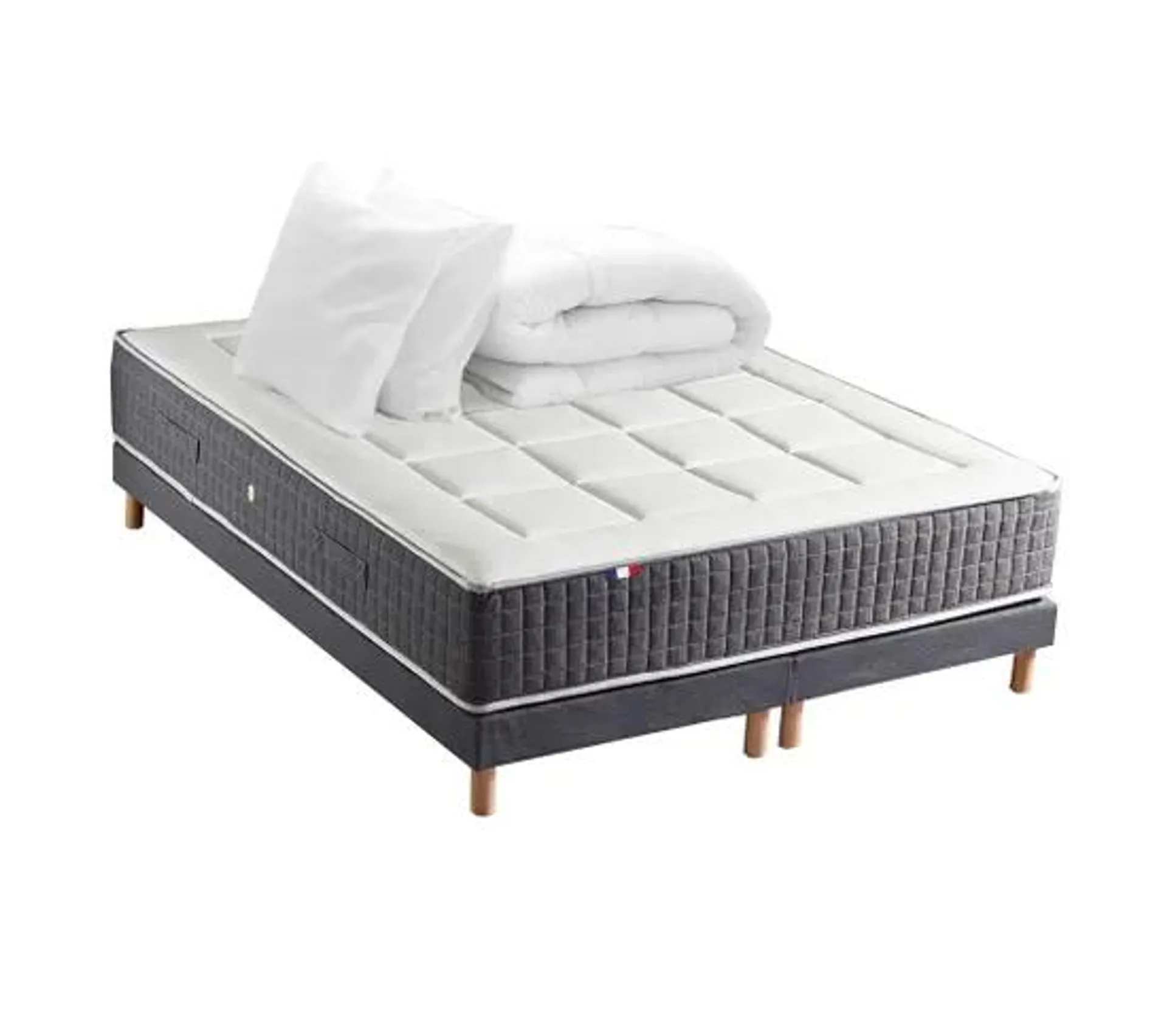 Pack Matelas Ressort King Style 160x200 Accueil Mémoire De Forme Sommier + Couette + Oreillers