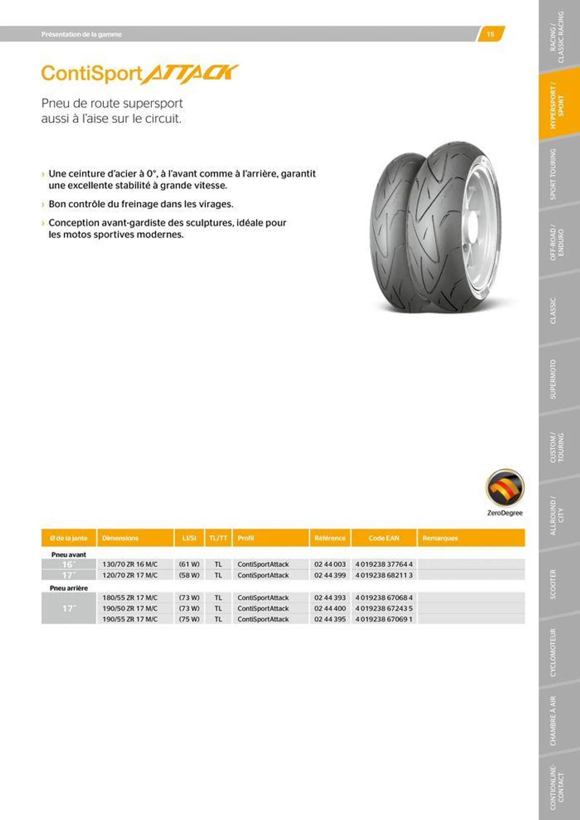 CONTINENTAL : Barème de facturation 2023 du 21 mai au 31 décembre 2024 - Catalogue page 15