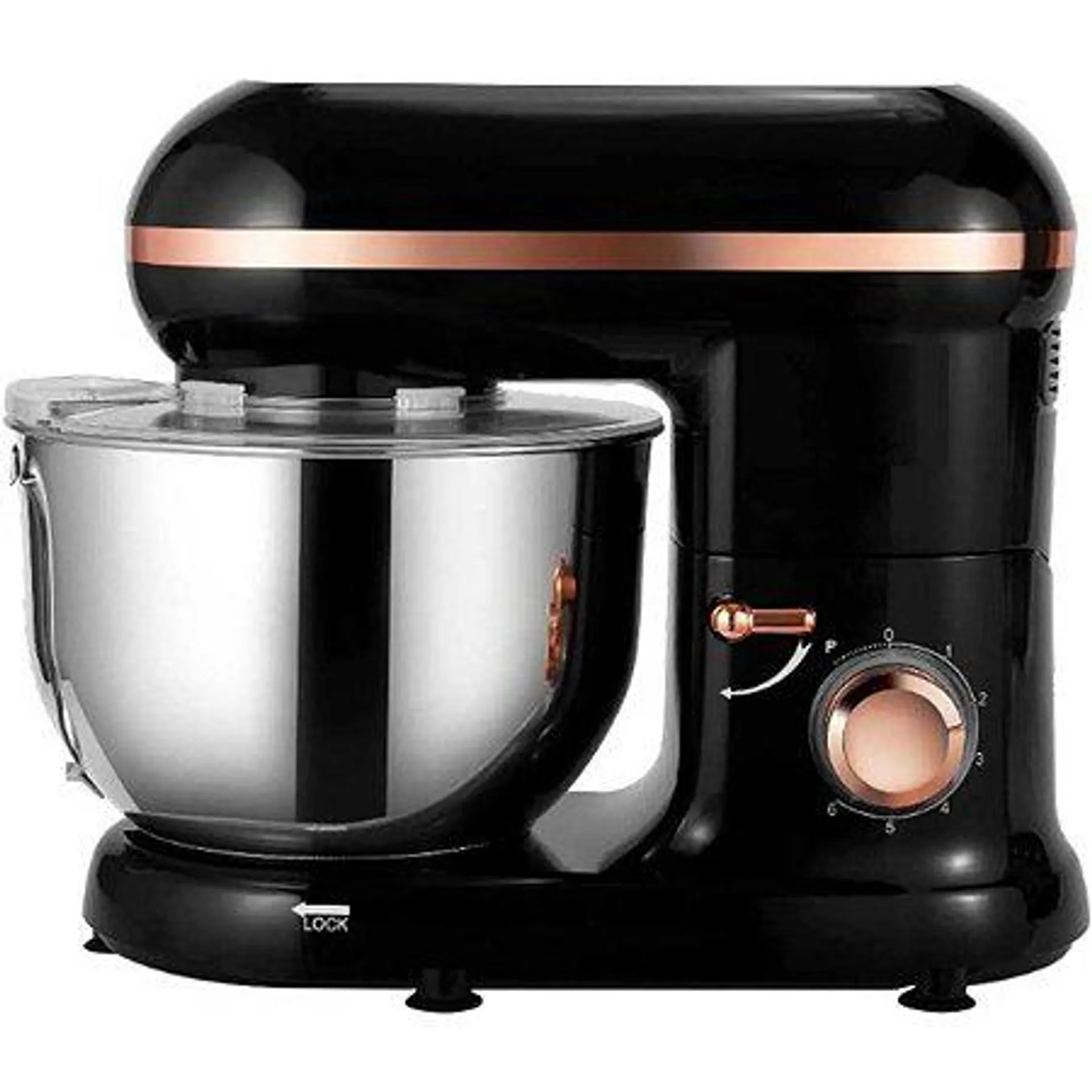 Robot pâtissier multifonctions 5.5l 1500w noir/rose gold dallas - bat-1519 gold - kitchen move