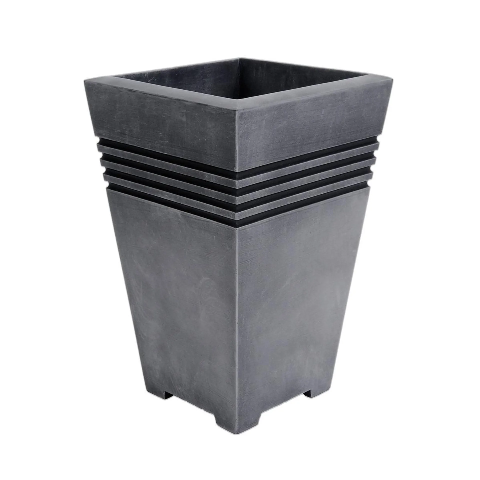 Pot d'aspect métal brossé - 30 x 30 x H 41 cm - gris