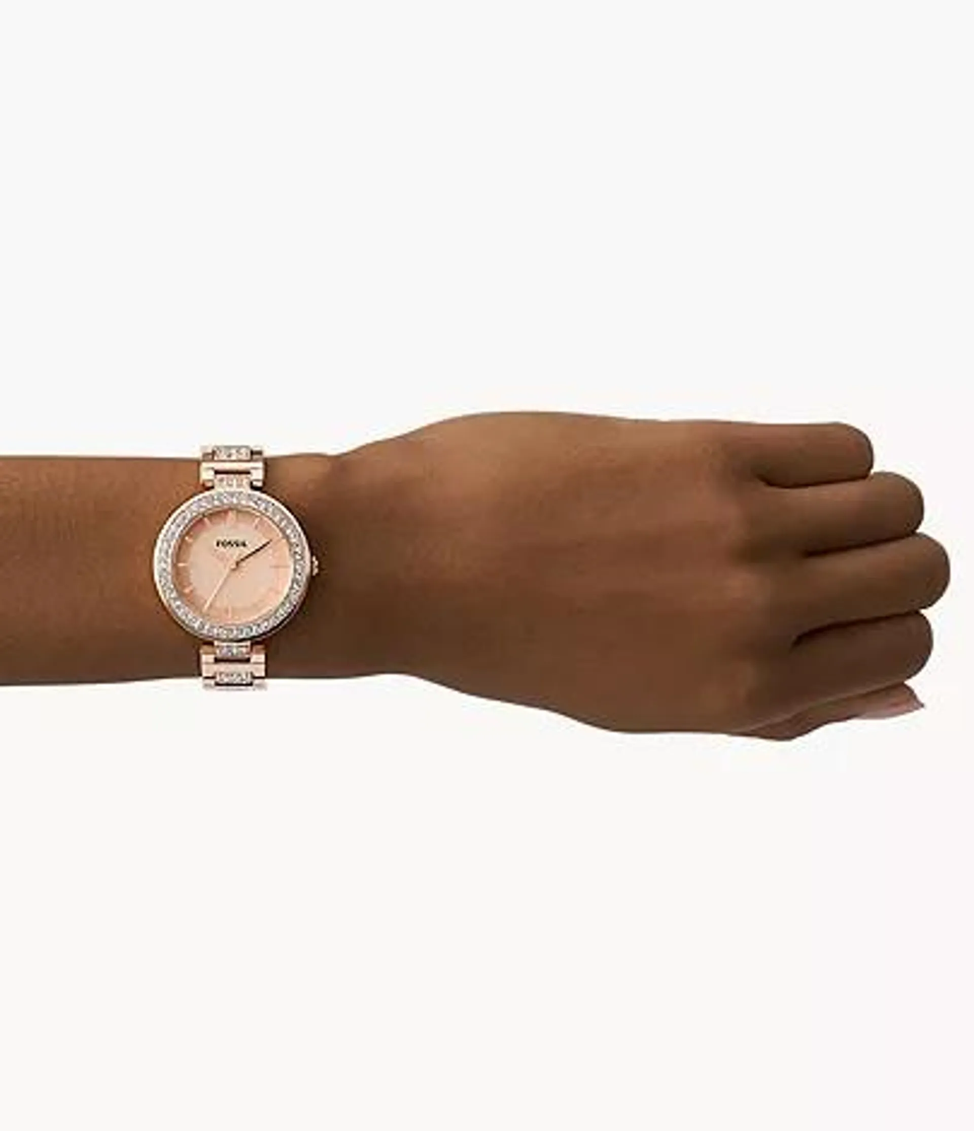 Montre Karli à trois aiguilles en acier inoxydable doré rose