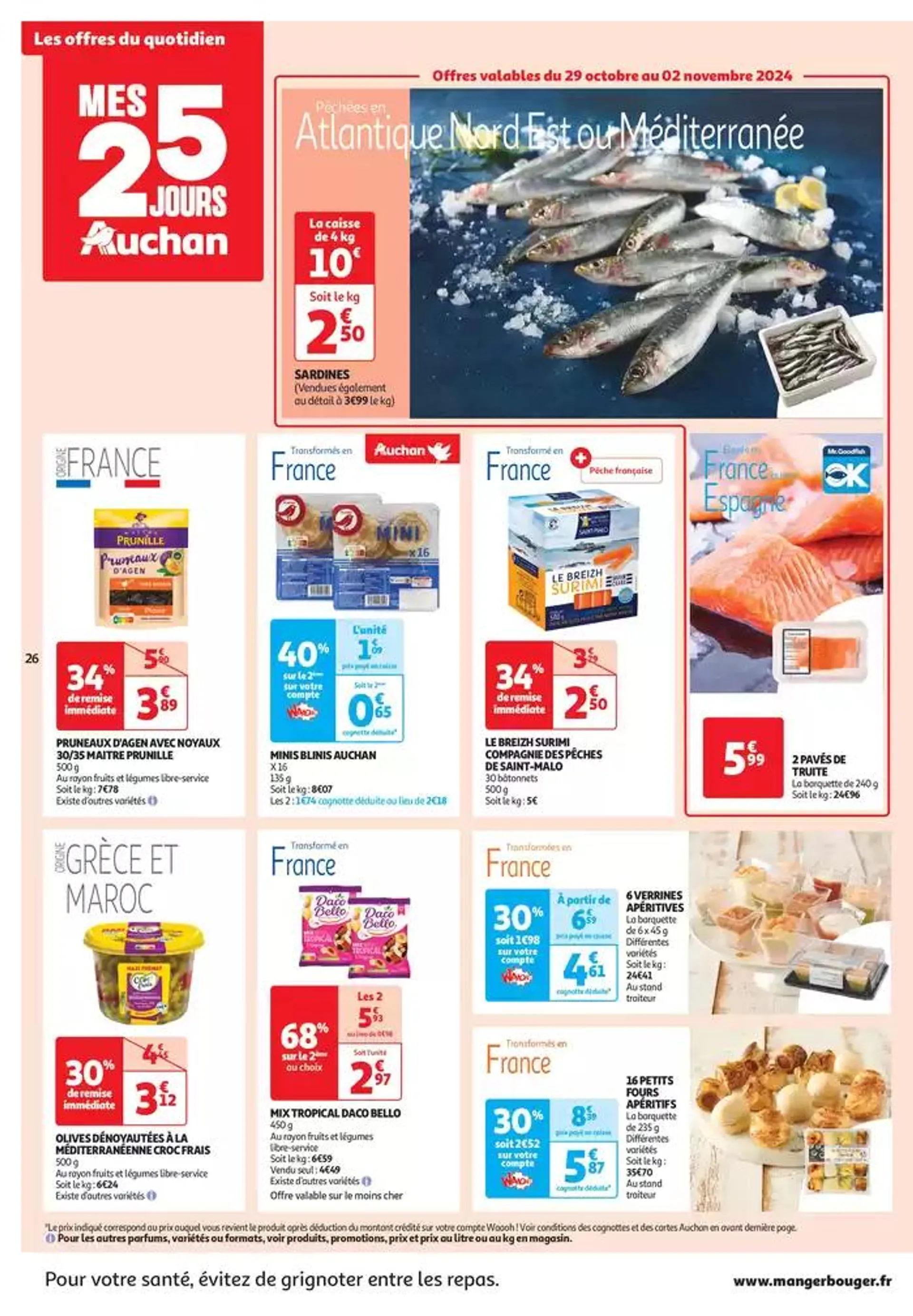 Top depart : 25 jours Auchan  du 29 octobre au 4 novembre 2024 - Catalogue page 26