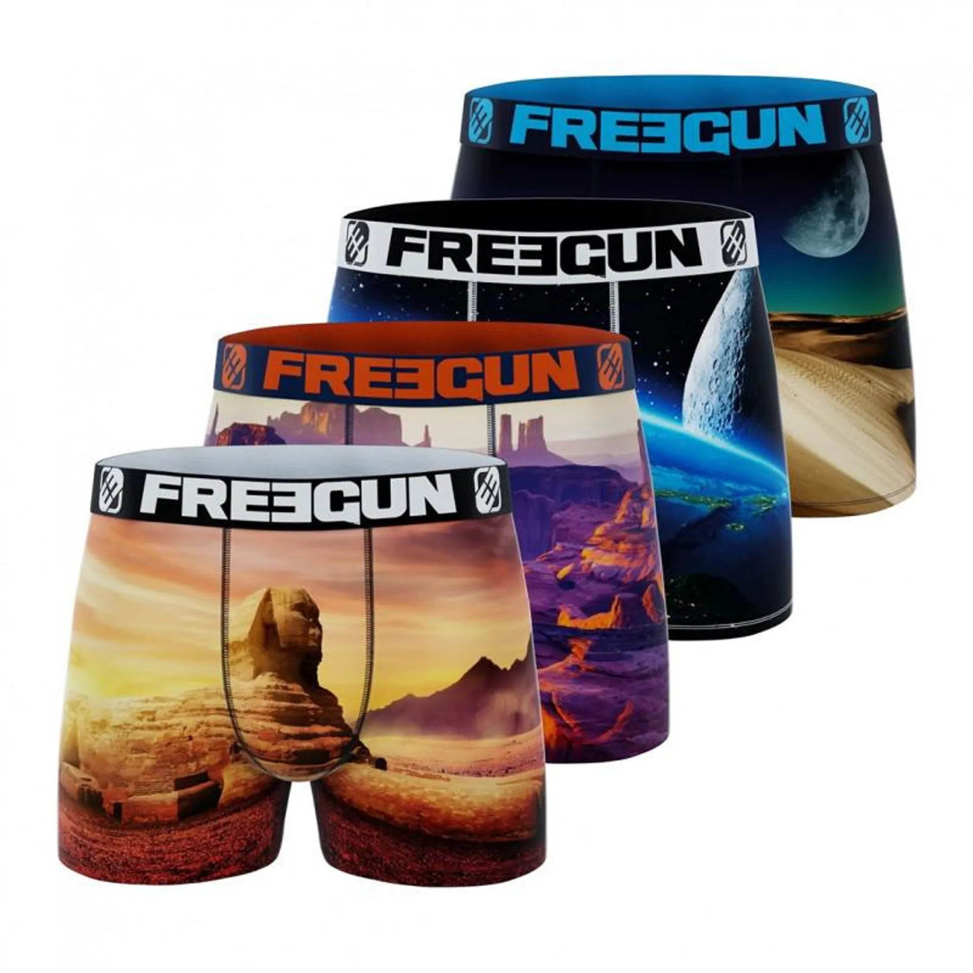 Lot de 4 Boxers Freegun garçon Polyester recyclé Landscape