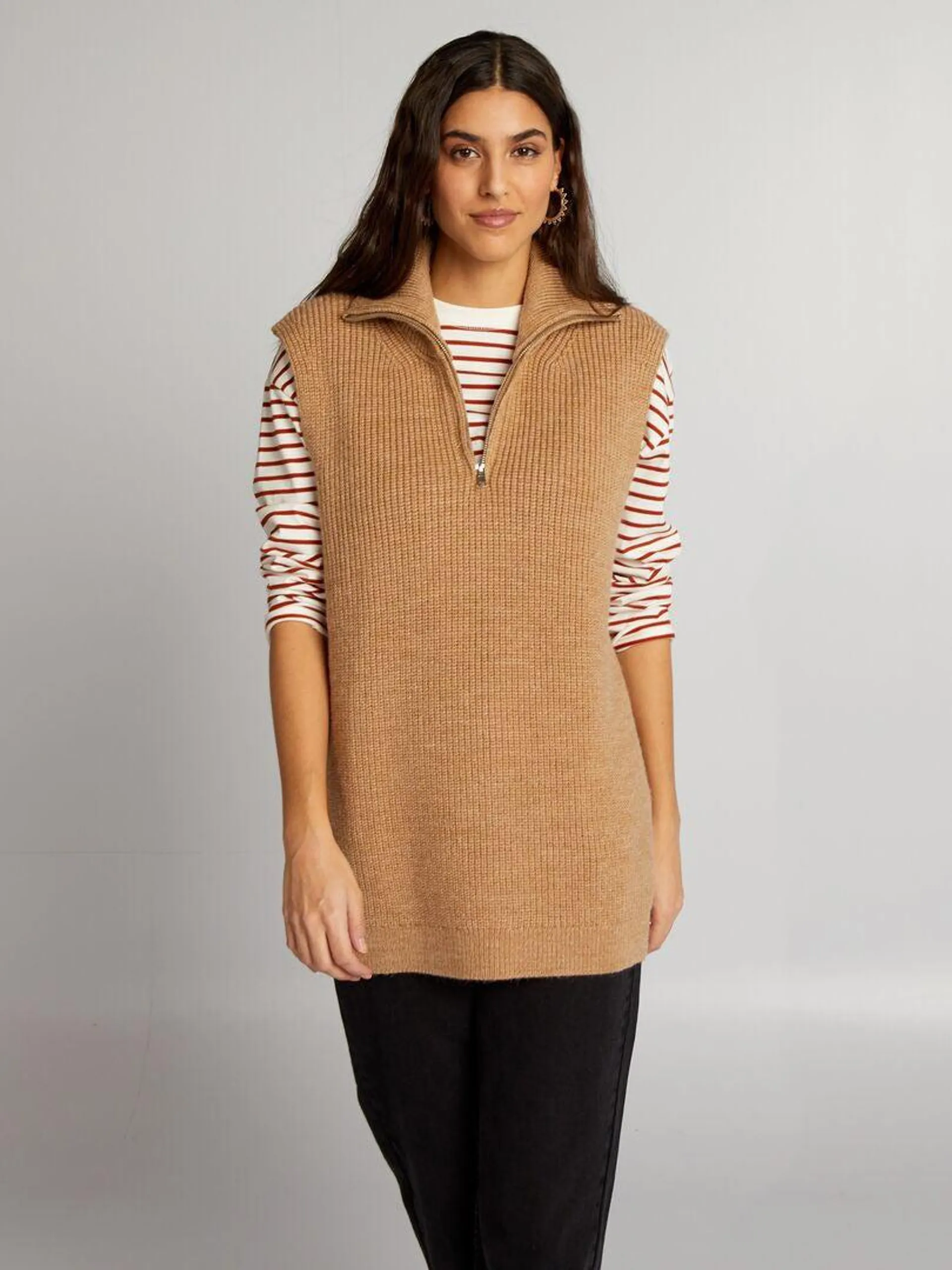 Pull camionneur sans manches - Beige