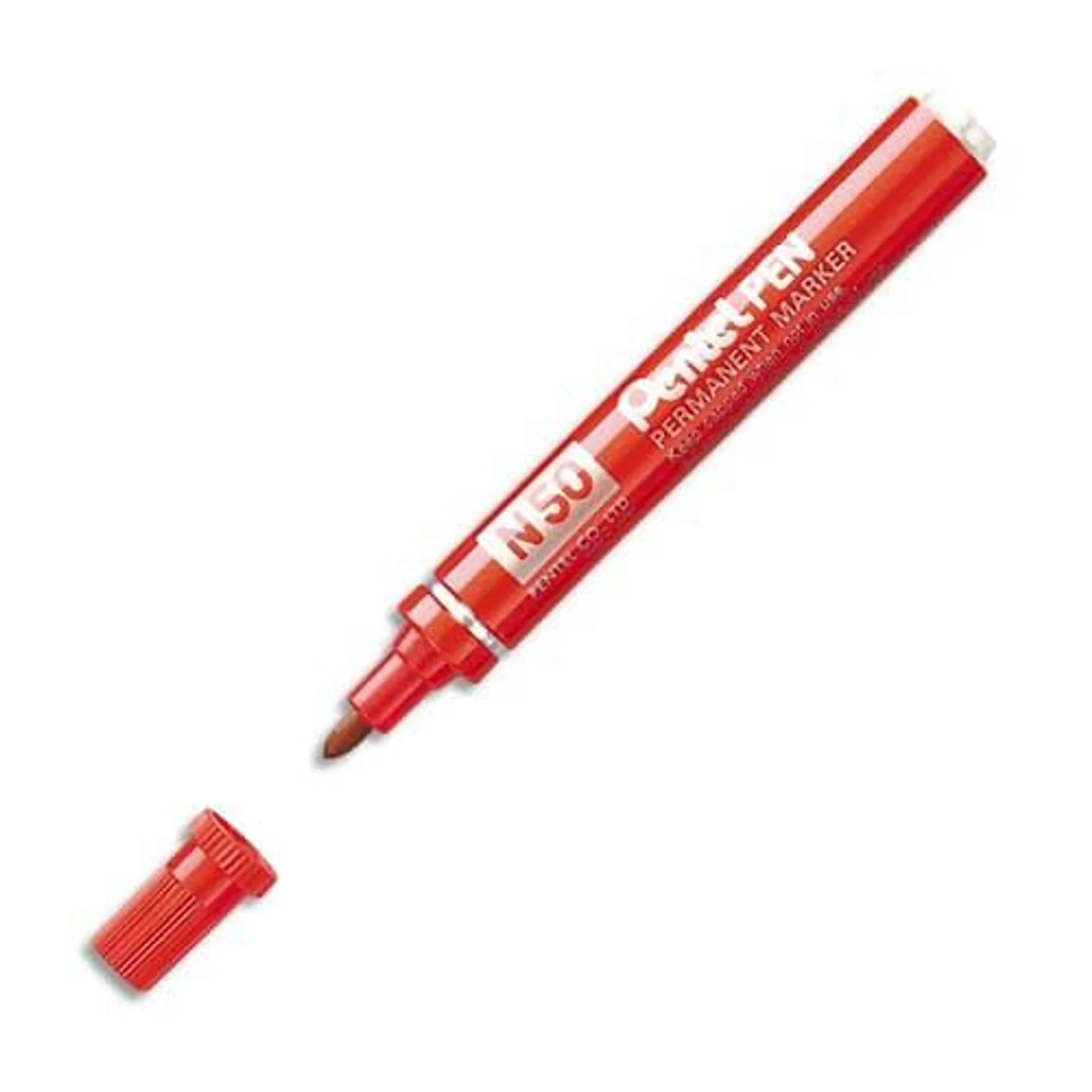 PENTEL Marqueur permanent pointe ogive corps métal encre Rouge indélébile N50