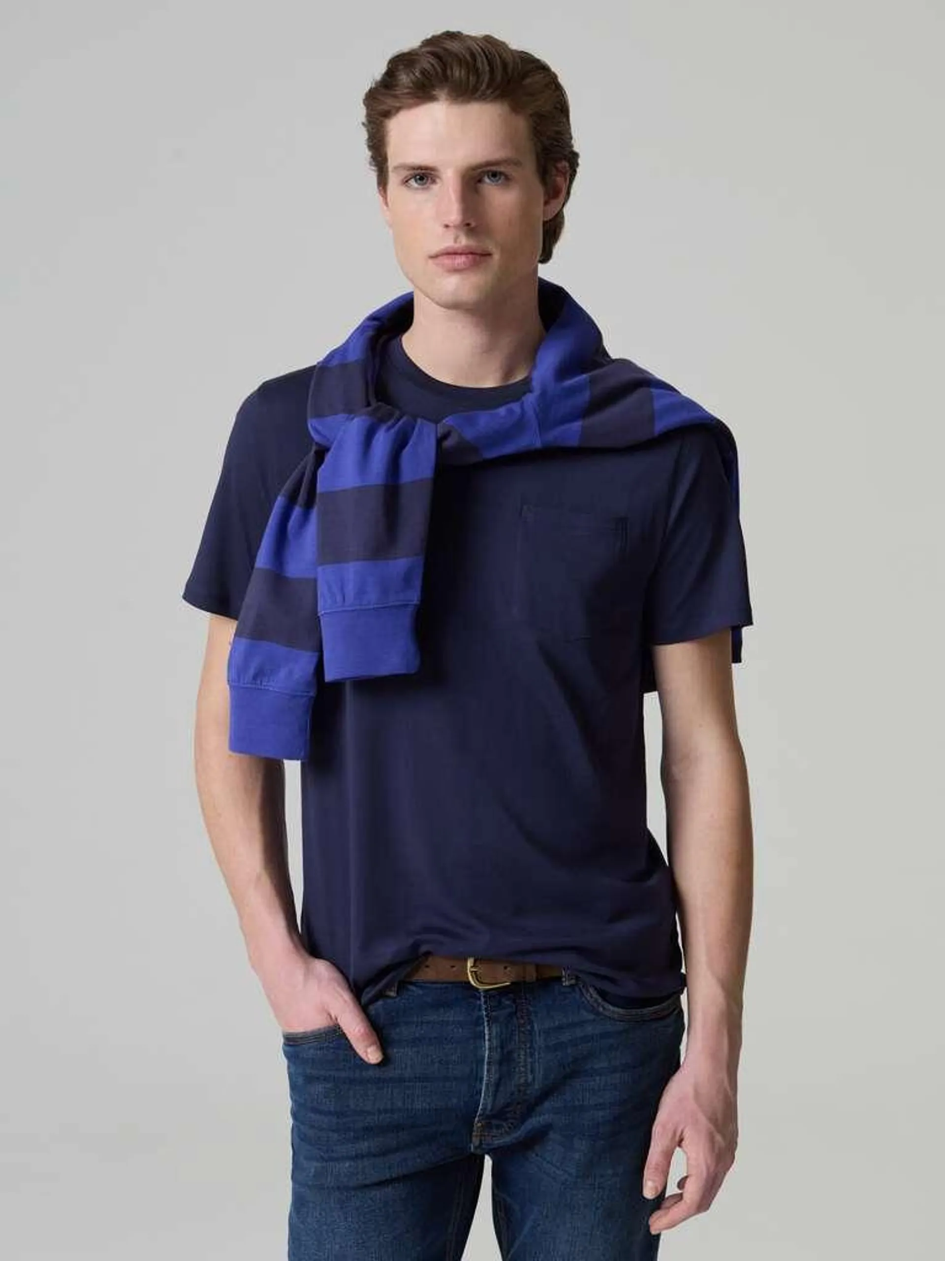 Dark Blue Supima cotton T-shirt with pocket