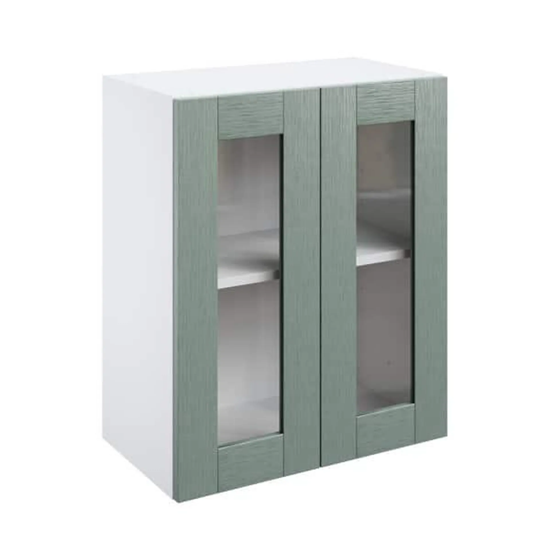 Meuble haut "Coline" vert sauge l.60 x h.72 x p.32 cm 2 portes vitrées