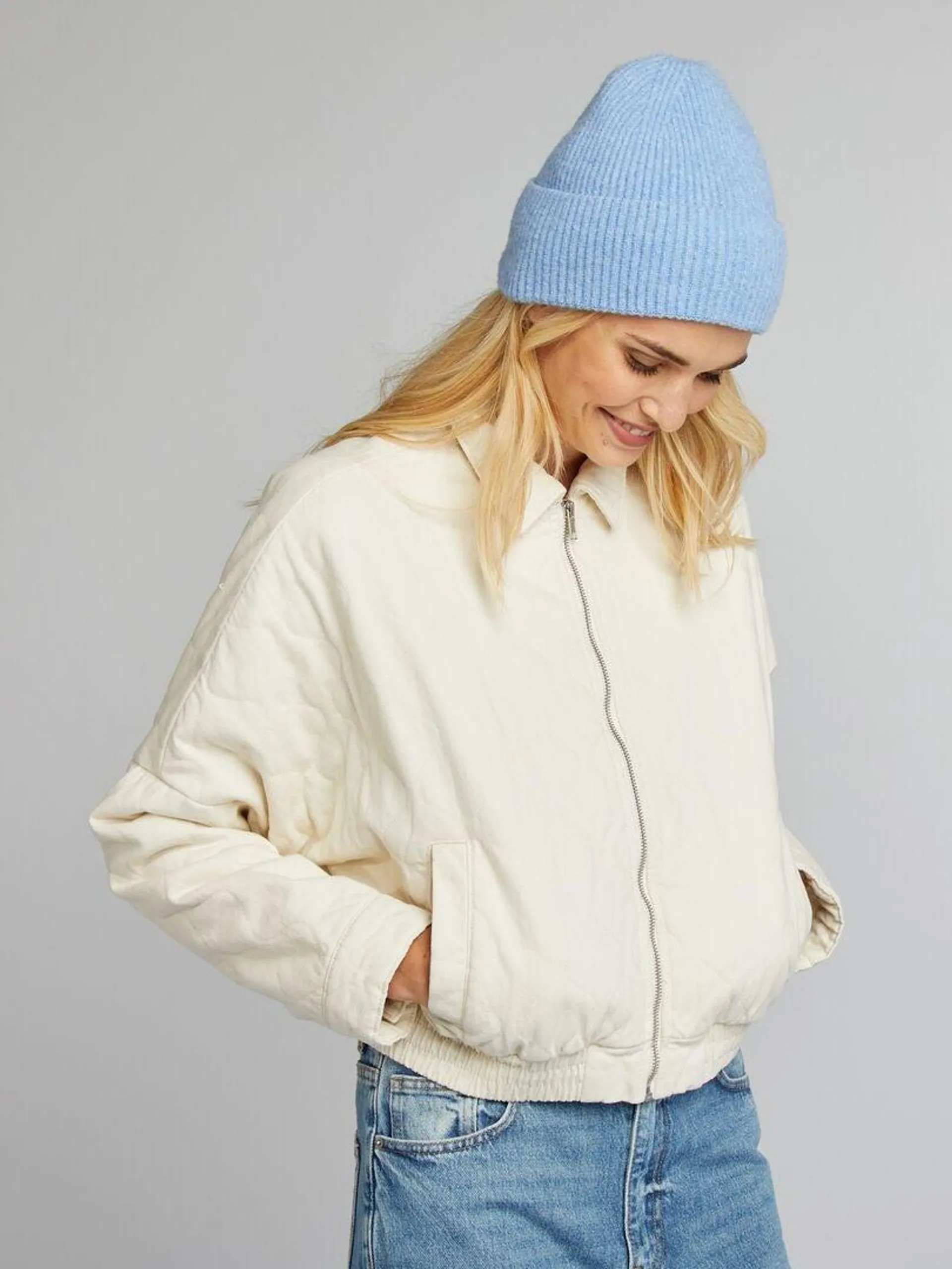 Blouson matelassage fantaisie en denim - Blanc